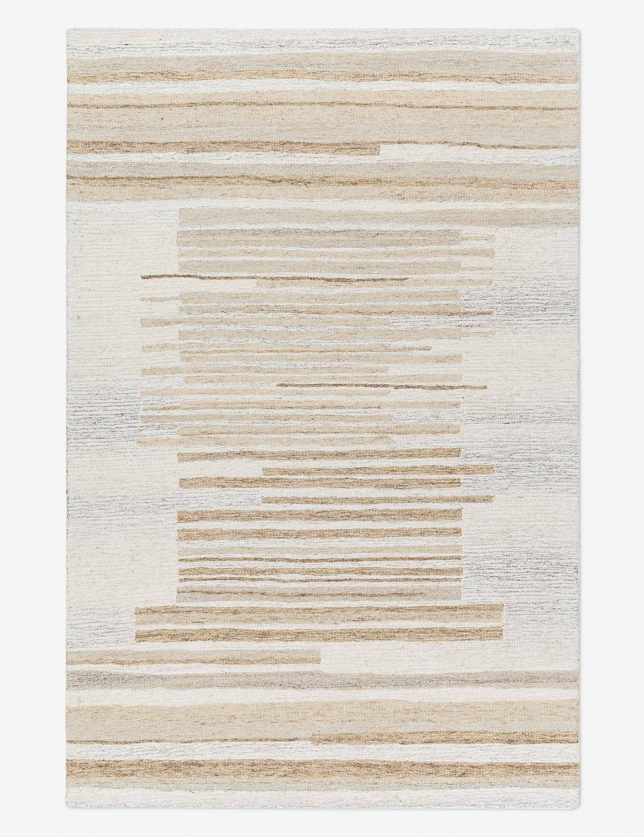 Beige and Cream Hand-Tufted Wool 5' x 7' Area Rug