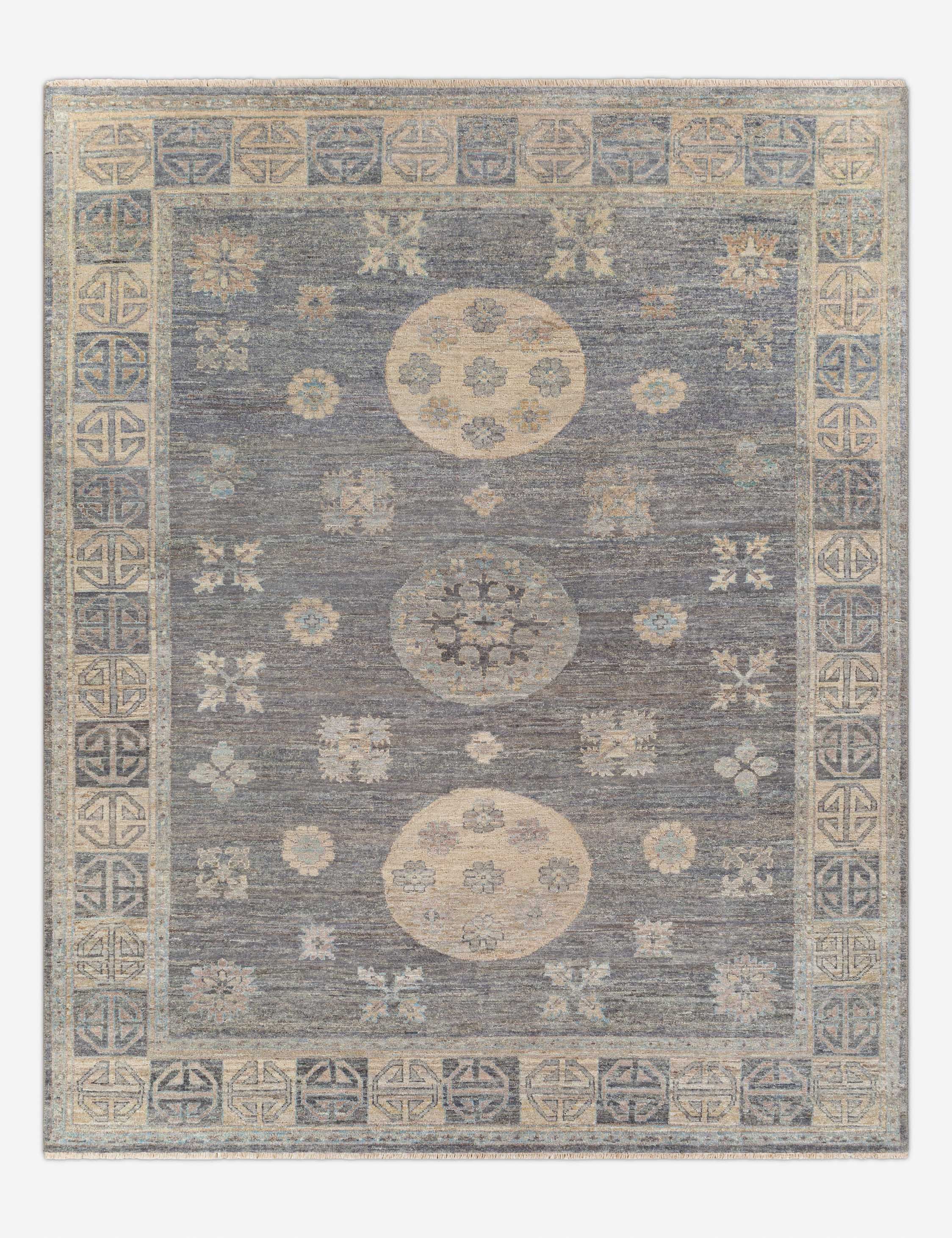 Gray Hand-Knotted Wool Rectangular Rug 2' x 3'