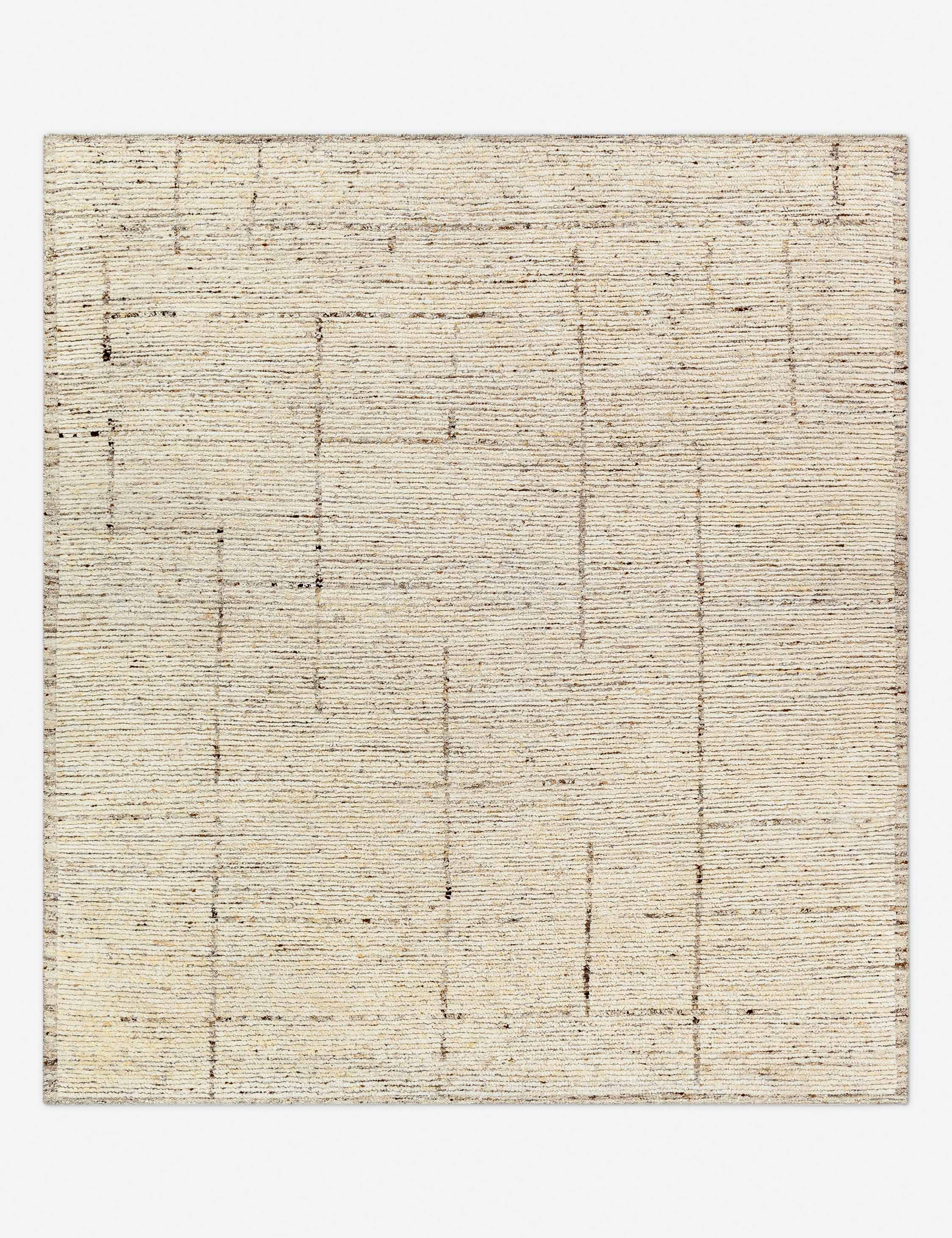 Beige Hand-Knotted Wool and Synthetic 6' x 9' Rug