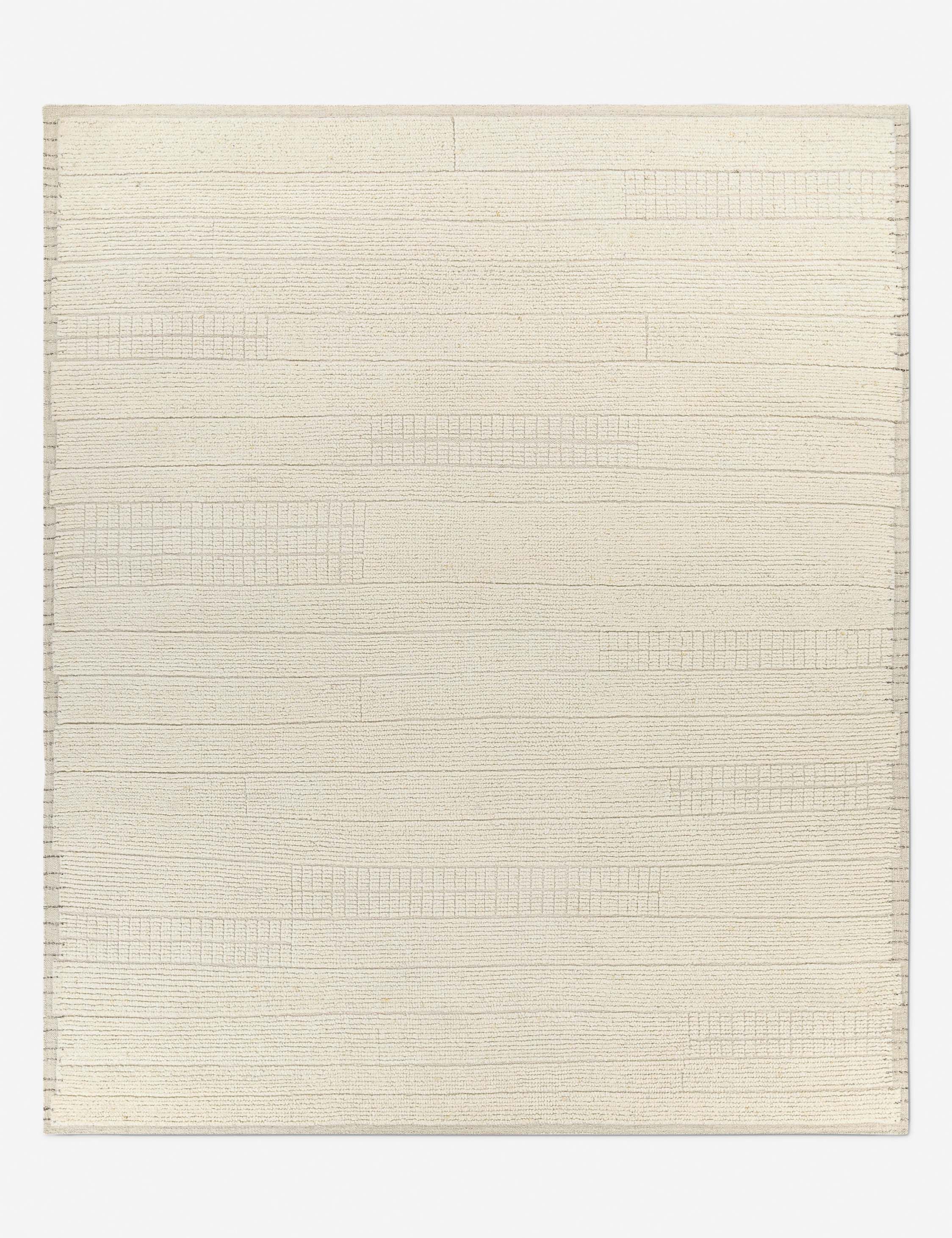 Hand-Knotted Beige Wool Stripe Rug - 2' x 3'