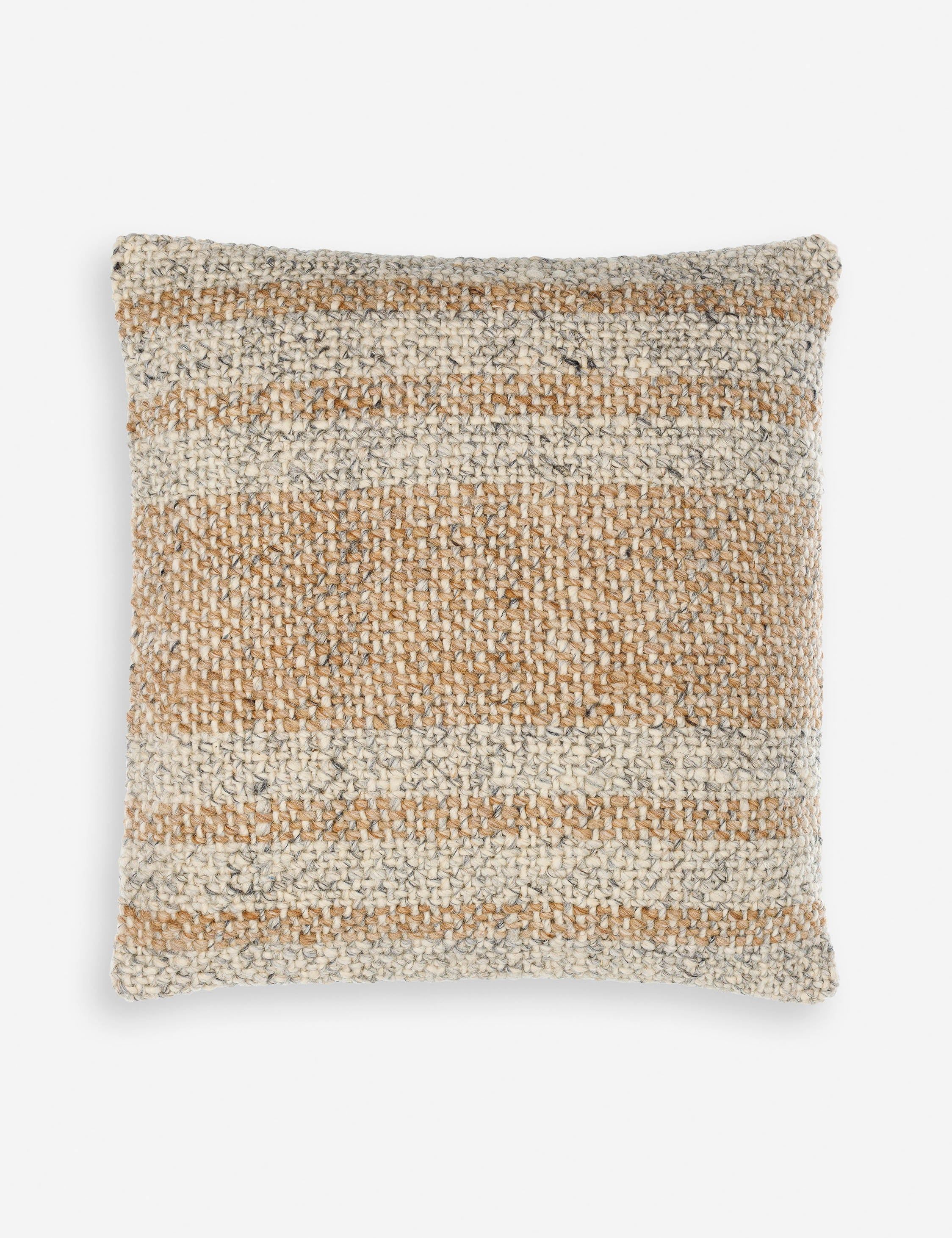 Beige and Gray Wool Striped Square Pillow 18" x 18"