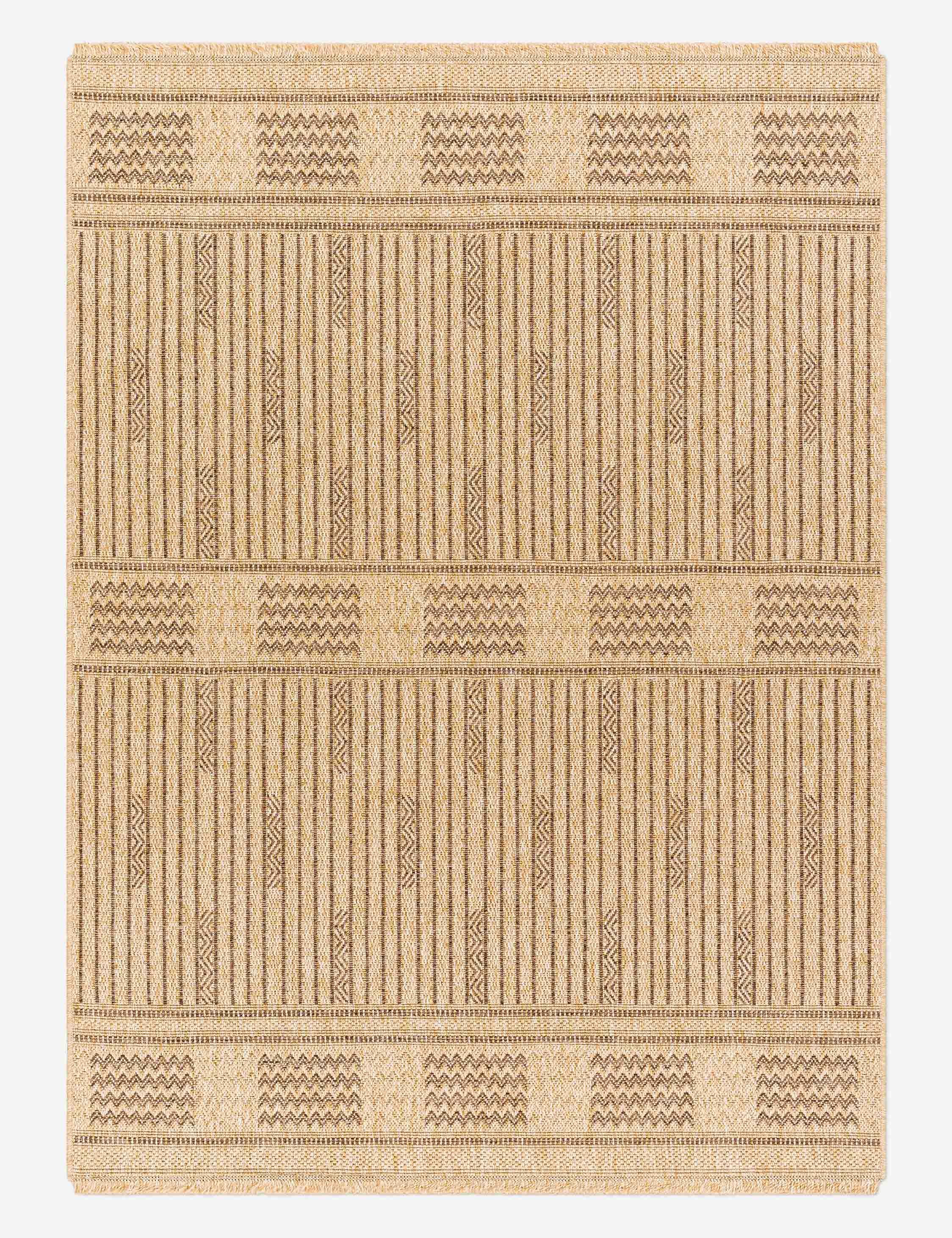 Alasa Beige and Brown Synthetic Indoor/Outdoor Rug 24" x 44"