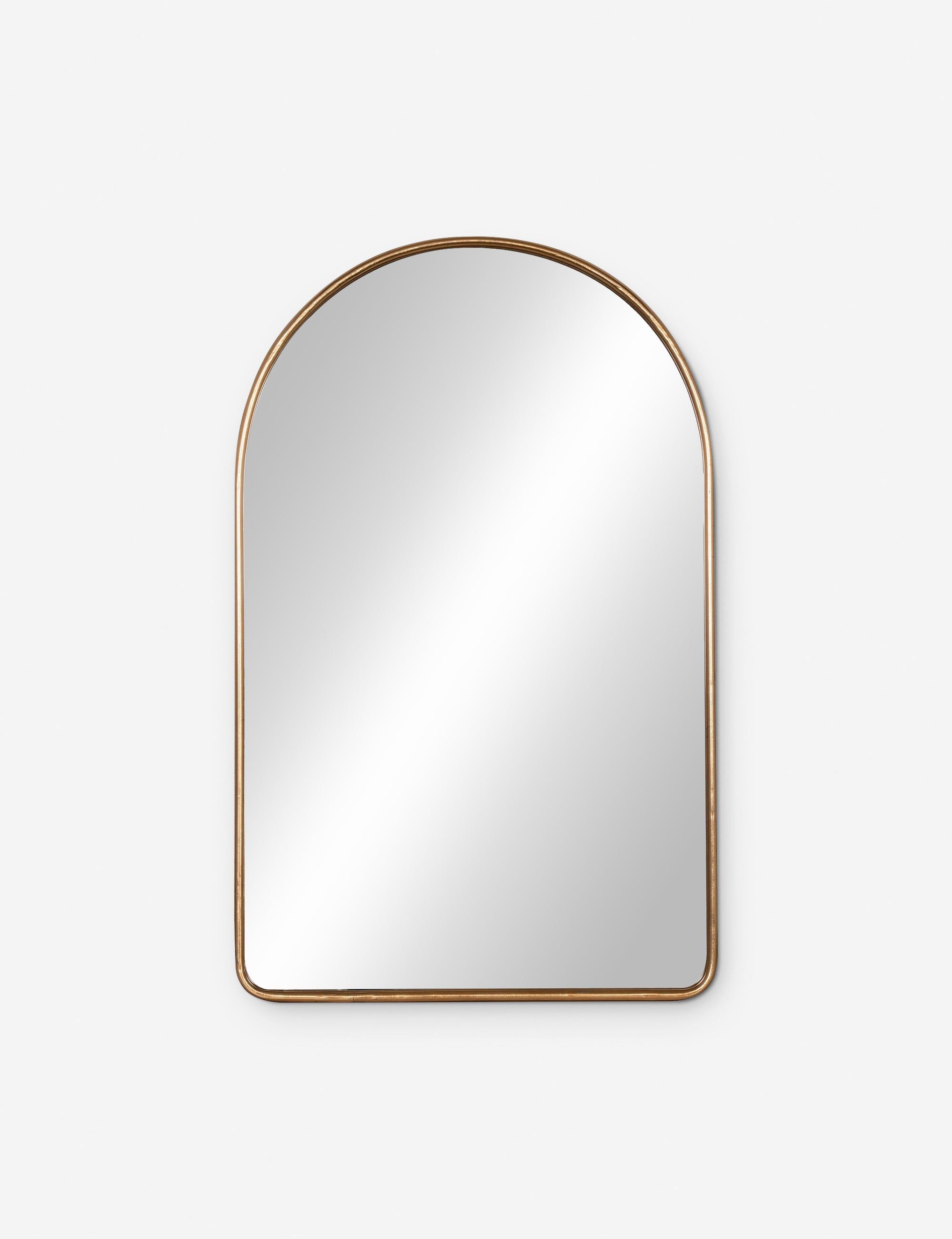 Gold Arched Rectangular Wall Mirror with Metal Frame