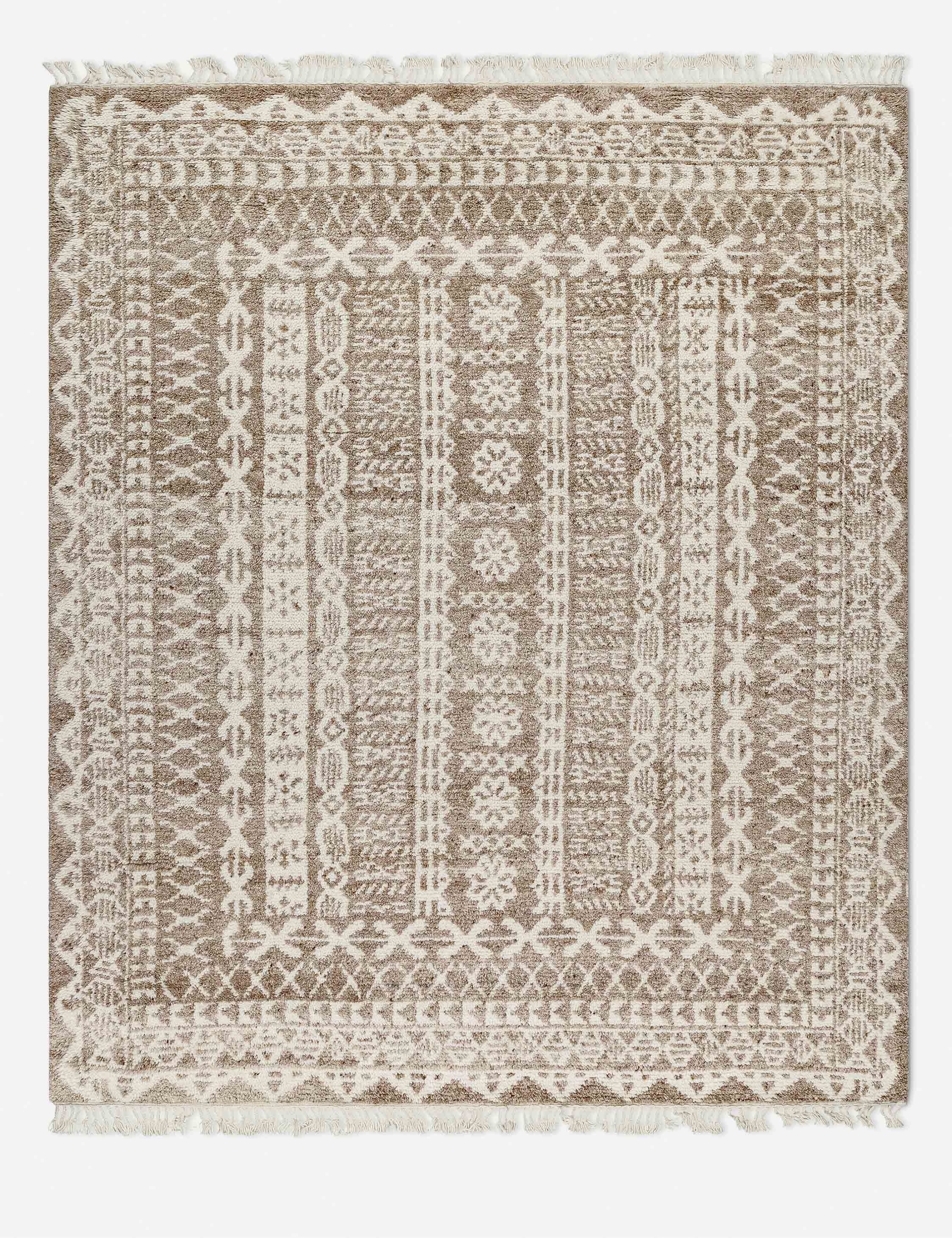 Gray Hand-Knotted Wool Stripe Rug, 8' x 10'