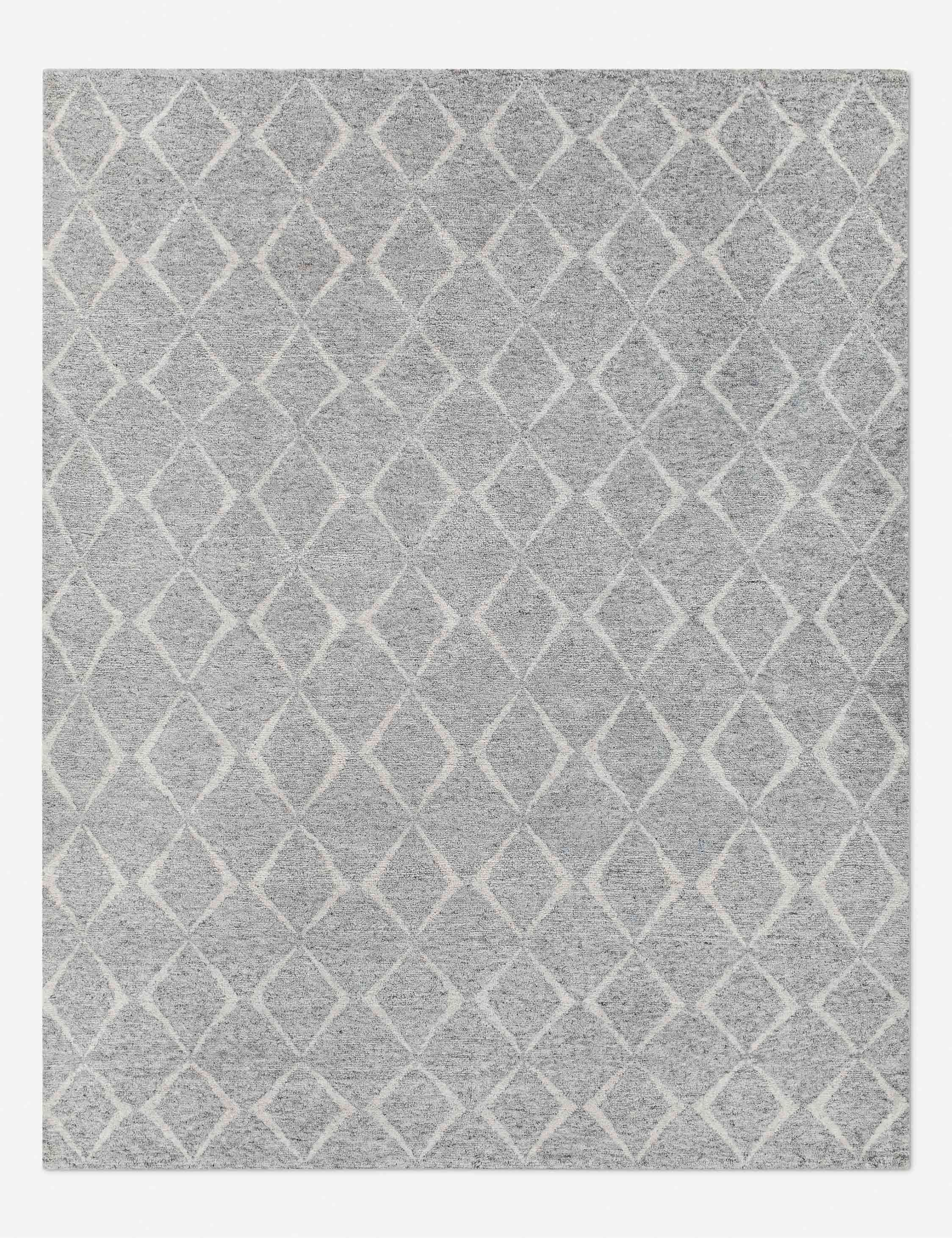 Gray Hand-Knotted Wool and Viscose 6' x 9' Rug