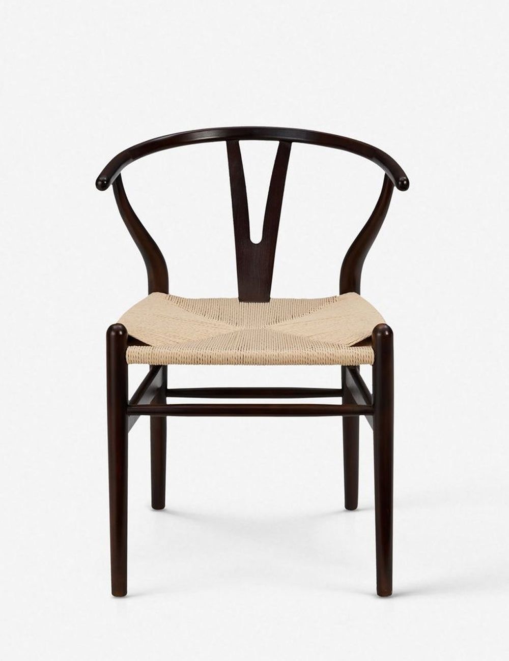 Walnut Wood Elegant Side Chair with Woven Rush Seat