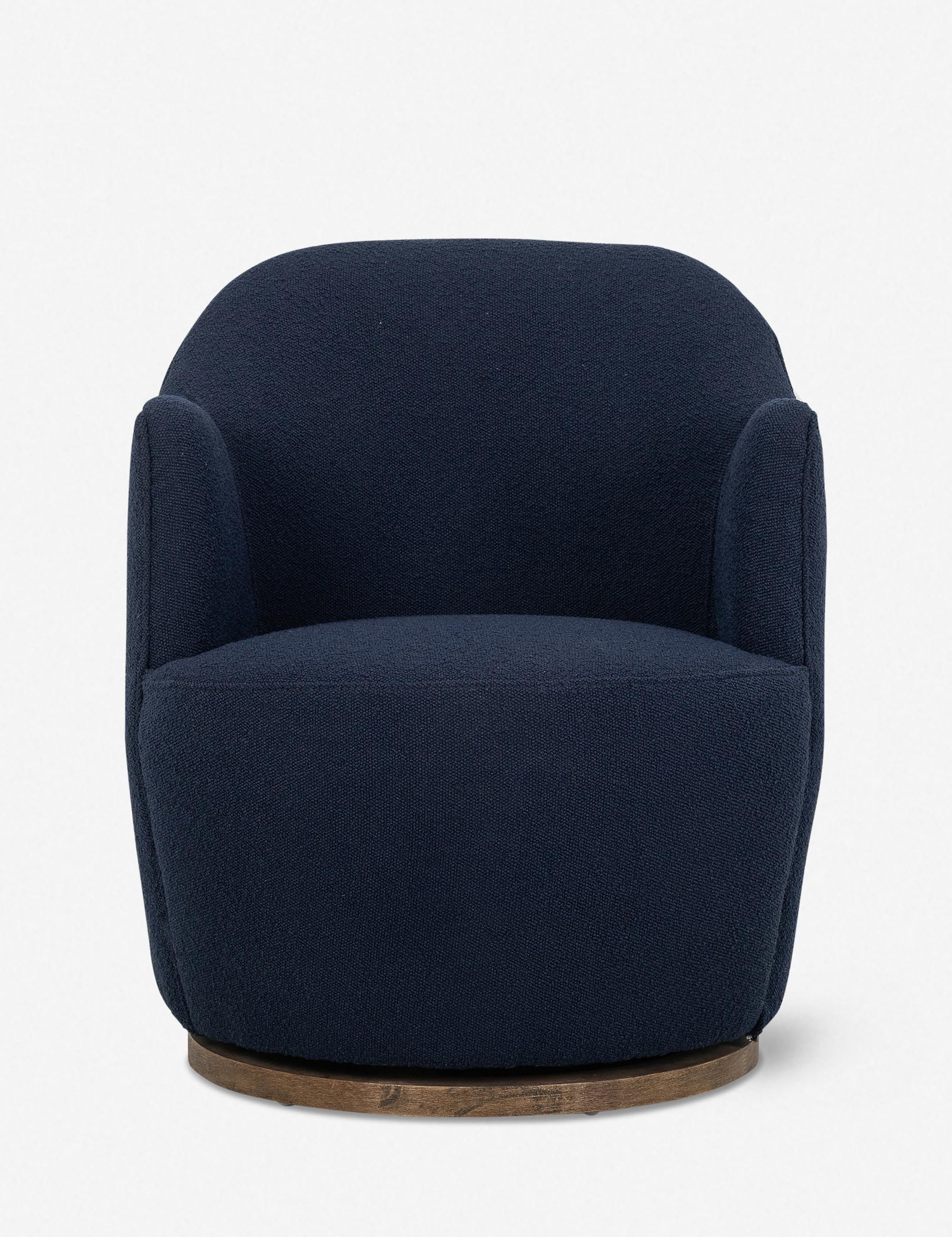 Copenhagen Indigo Leather Swivel Chair with Sustainably Sourced Base