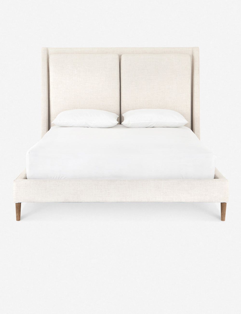 Dover Crescent Queen Bed with Distressed Natural Linen Upholstery