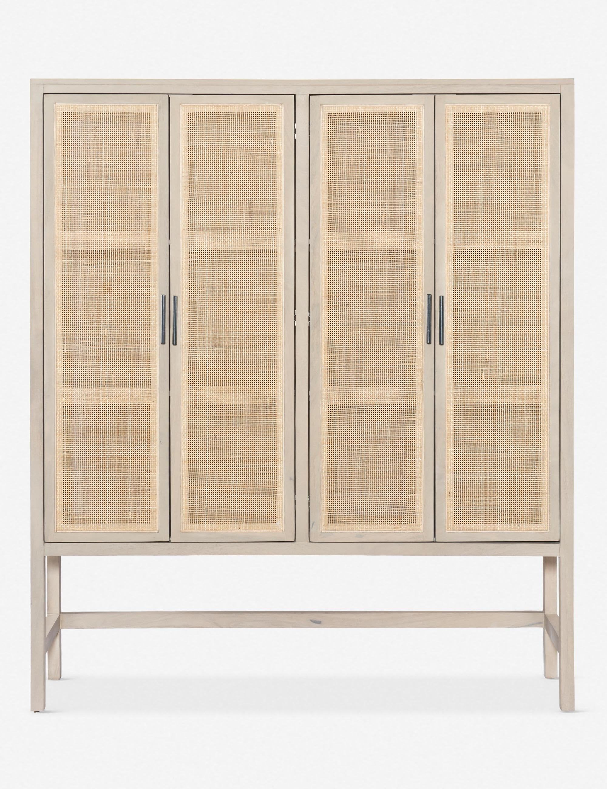 Contemporary Caprice Natural Mango and Cane Office Cabinet