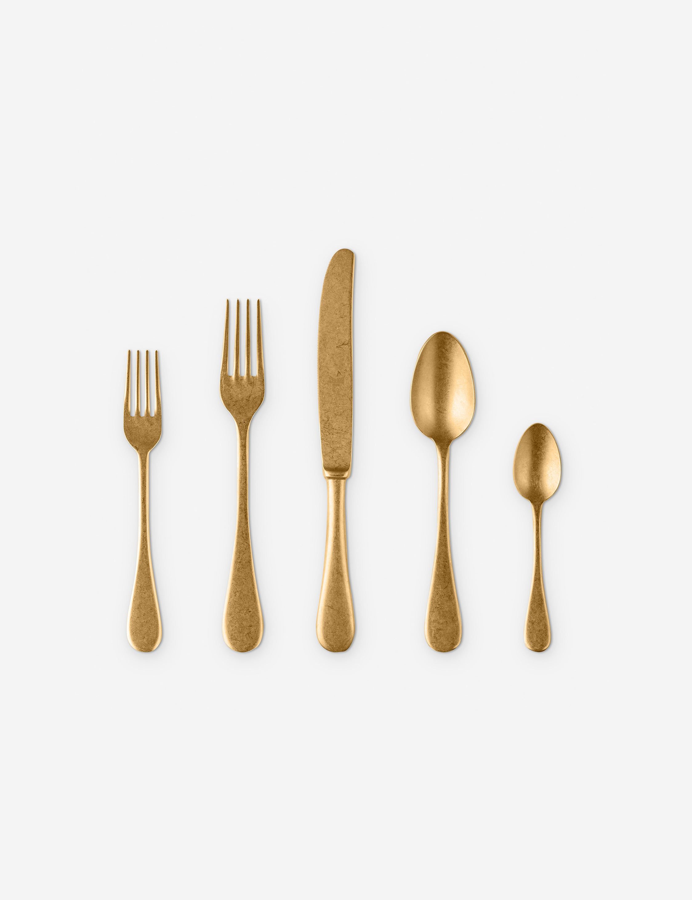 Vintage Gold 5-Piece Stainless Steel Flatware Set