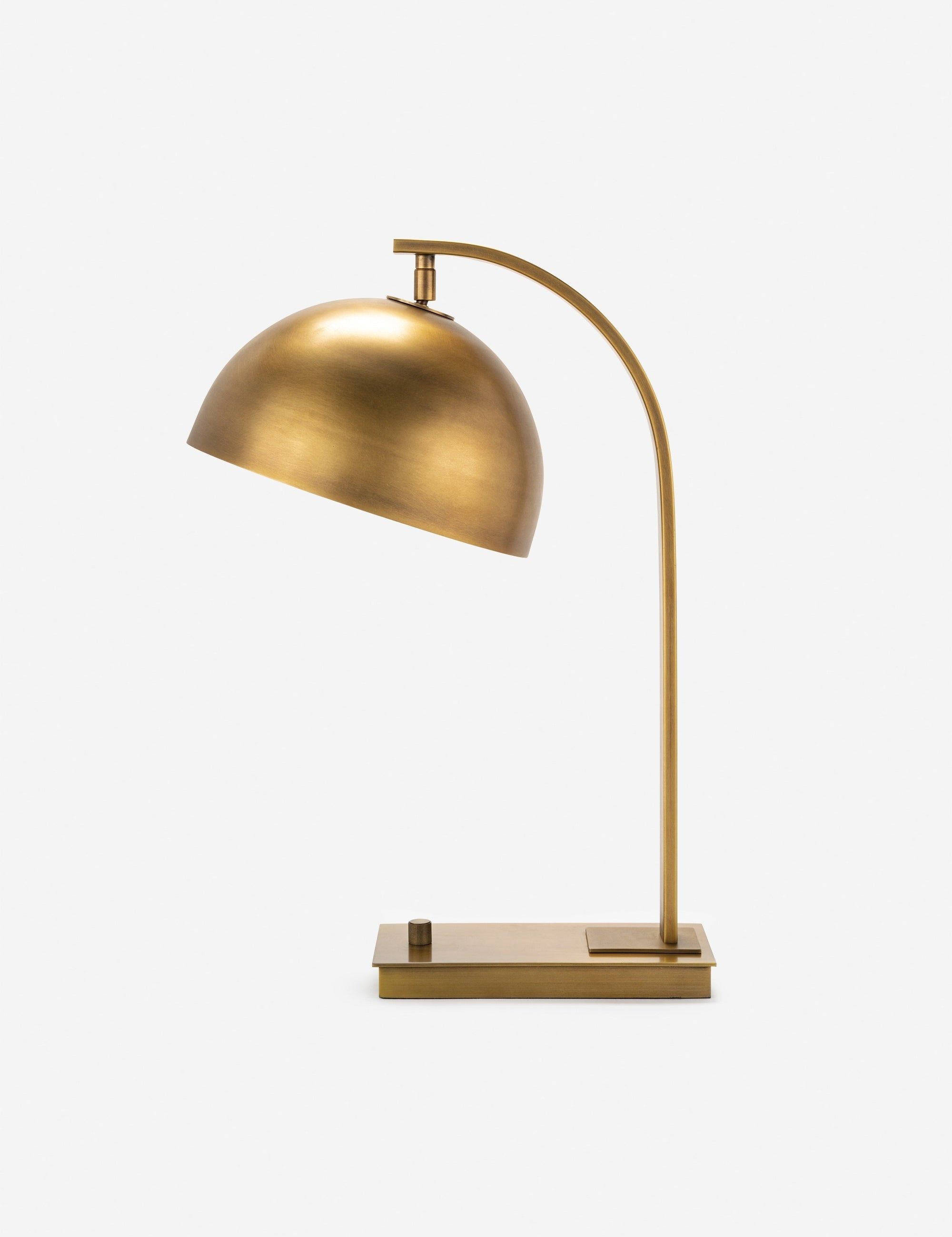 Otto Adjustable Arc Desk Lamp in Natural Brass