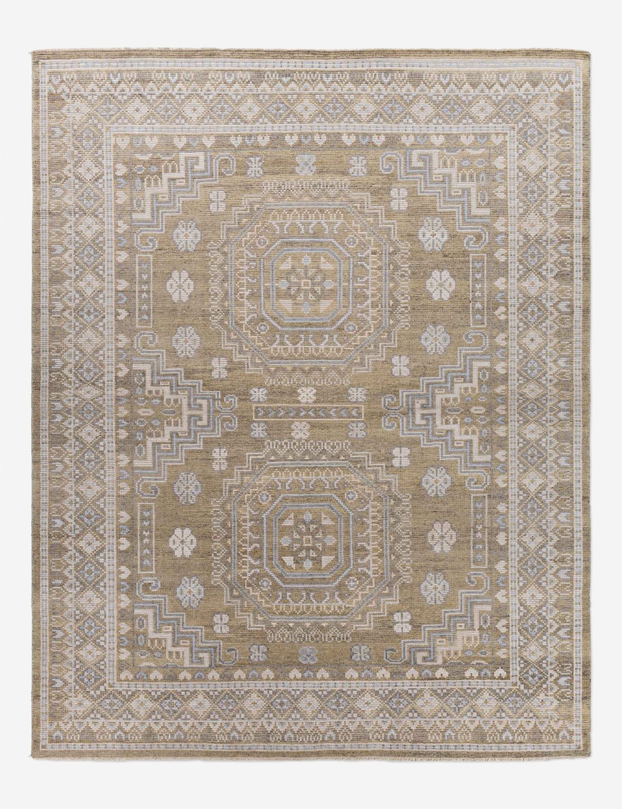 Gray and Beige Hand-Knotted Wool-Blend 6' x 9' Rug