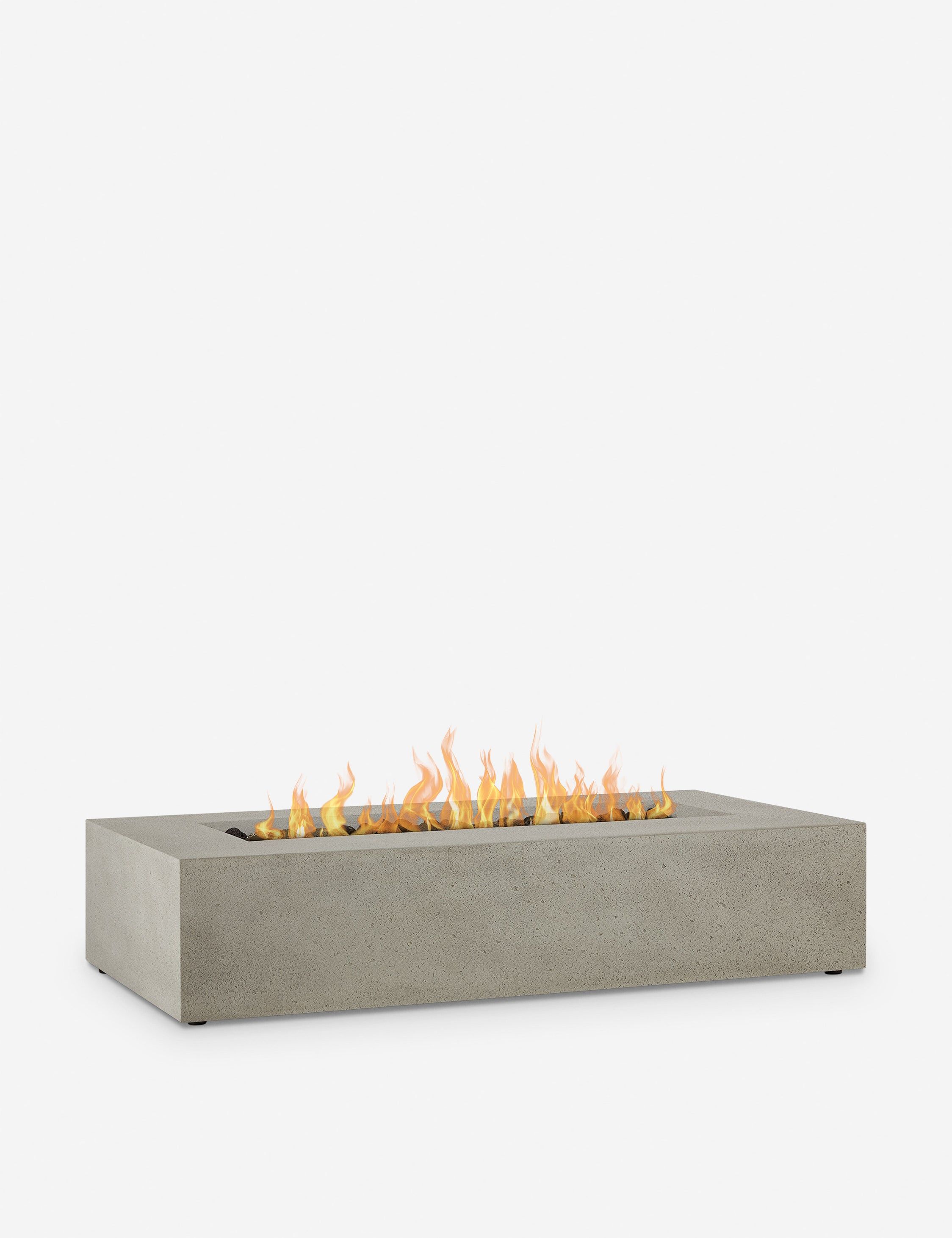 Gray Rectangular Glass Fiber Reinforced Concrete Gas Fire Pit Table