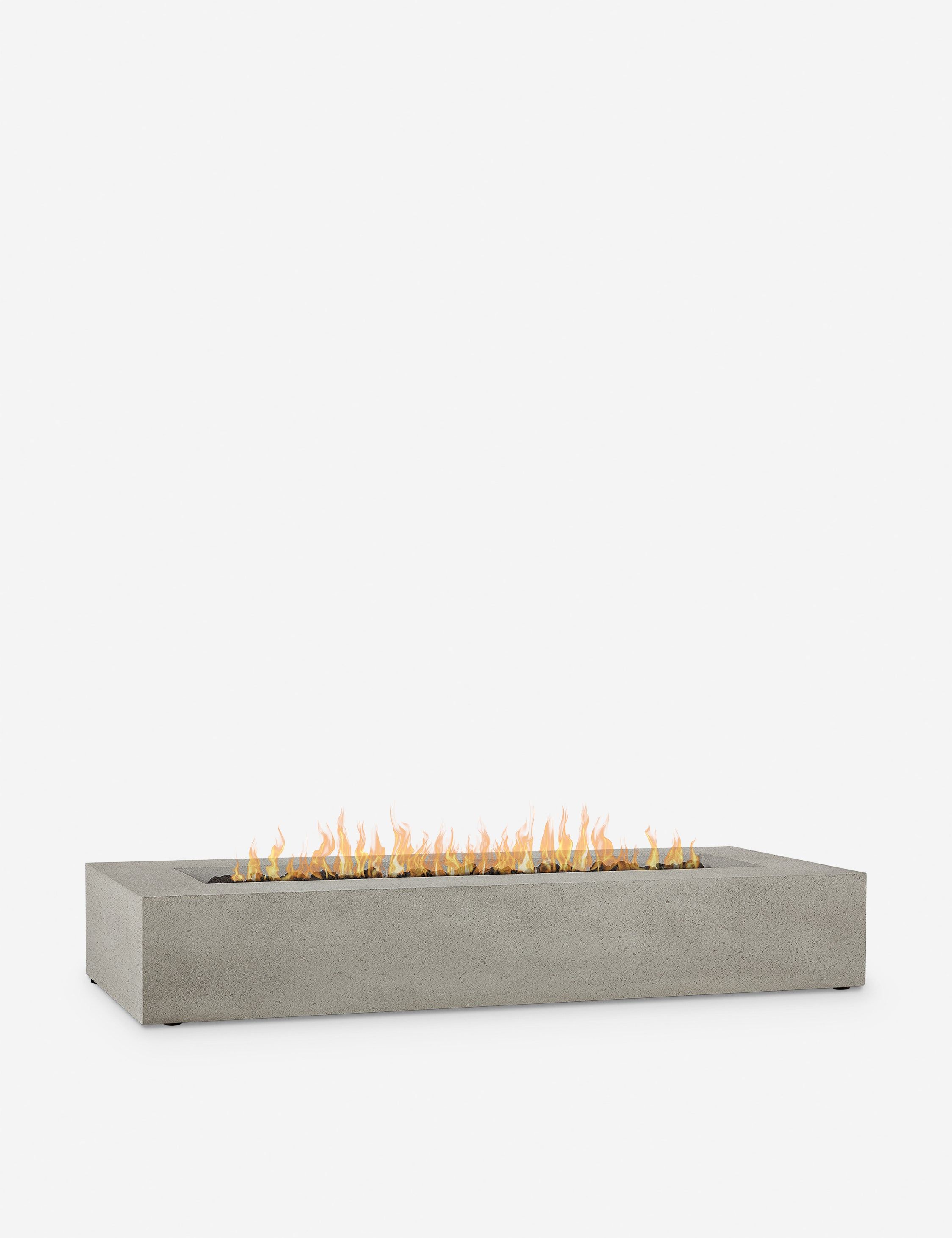 Gray Glass Fiber Reinforced Concrete Long Rectangle Fire Pit Table
