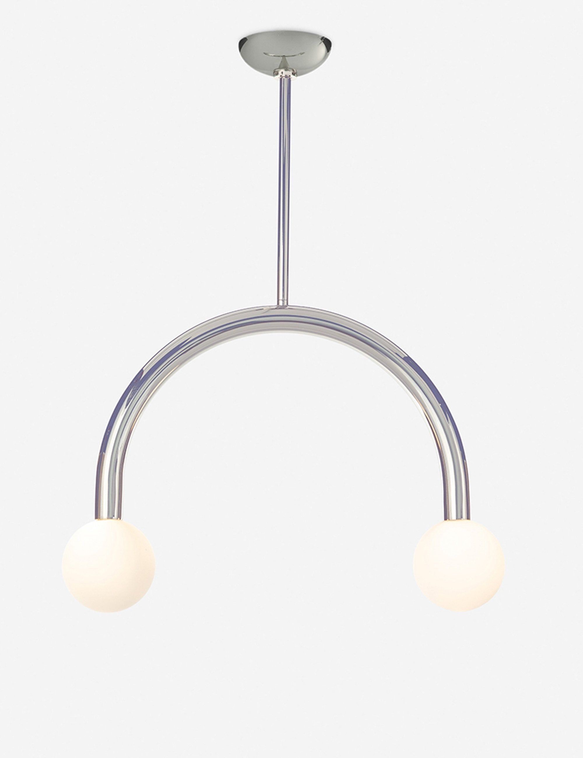 Modern Playful 2-Light Globe Pendant in Polished Nickel