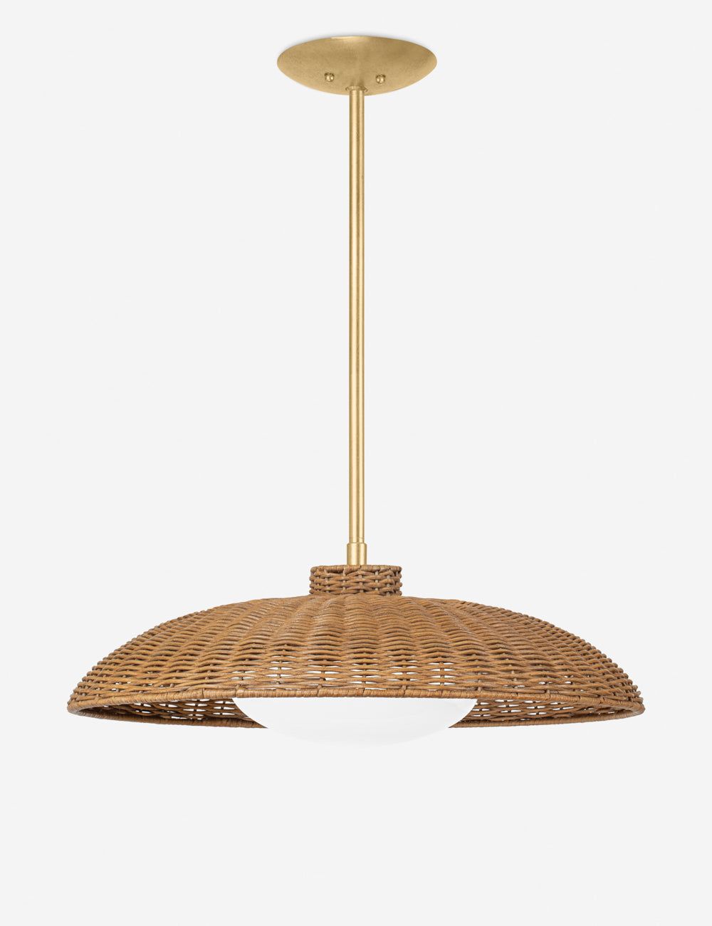 Vintage Gold Leaf Rattan Globe Pendant Light