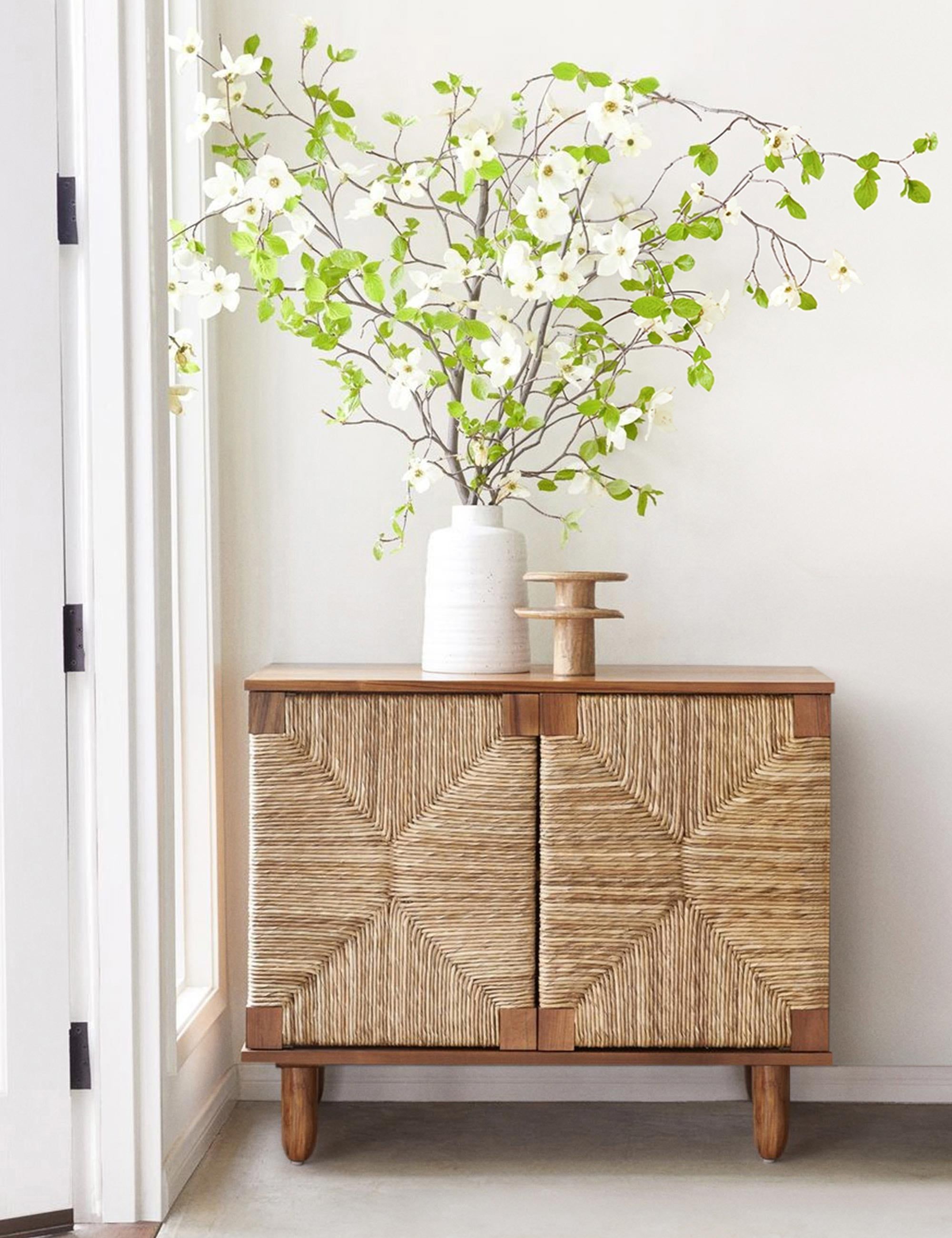 Brook 38'' Teak and Rush Seagrass Sideboard Cabinet