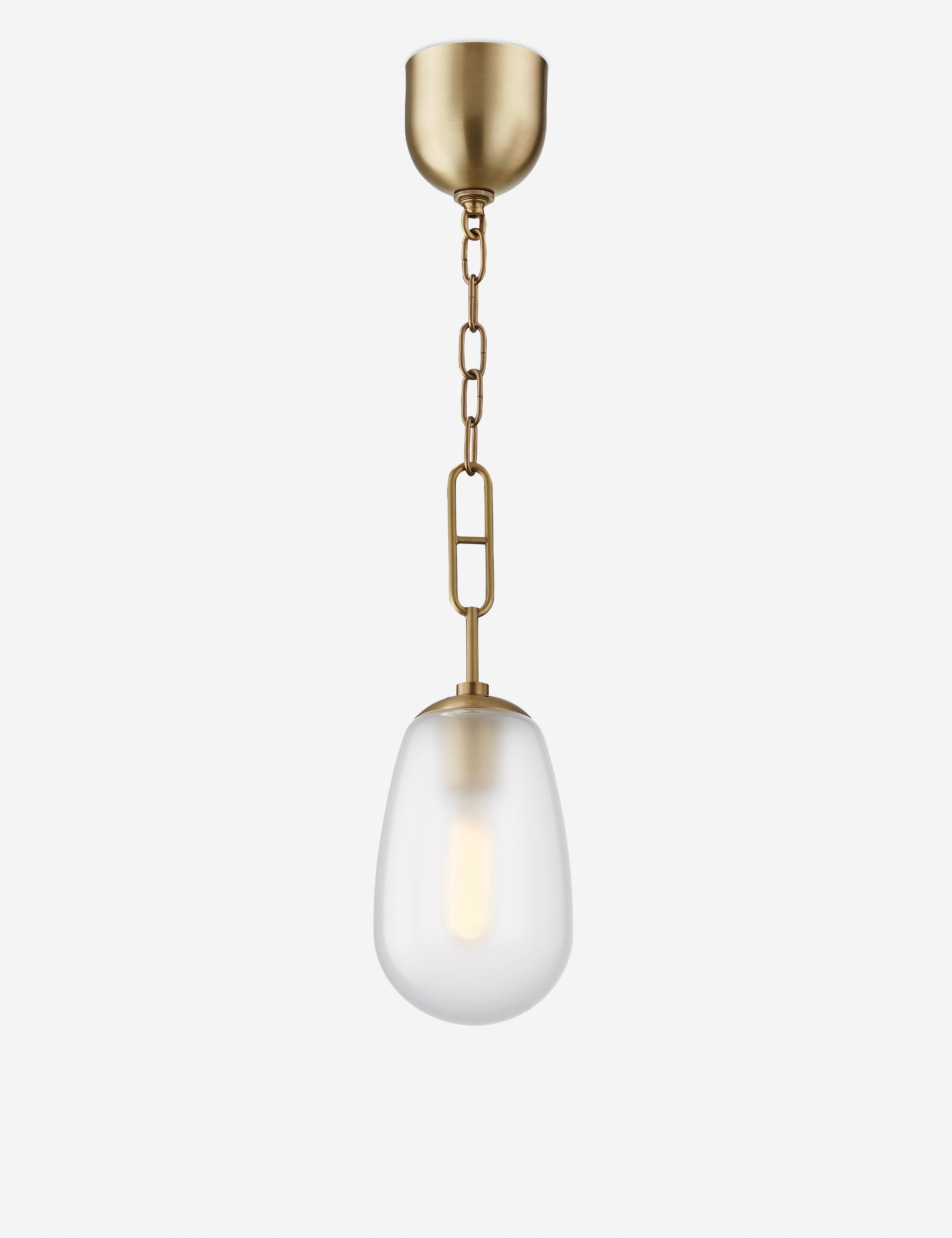 Bruckner Aged Brass 1-Light Pendant with Clear Crystal Glass Shade