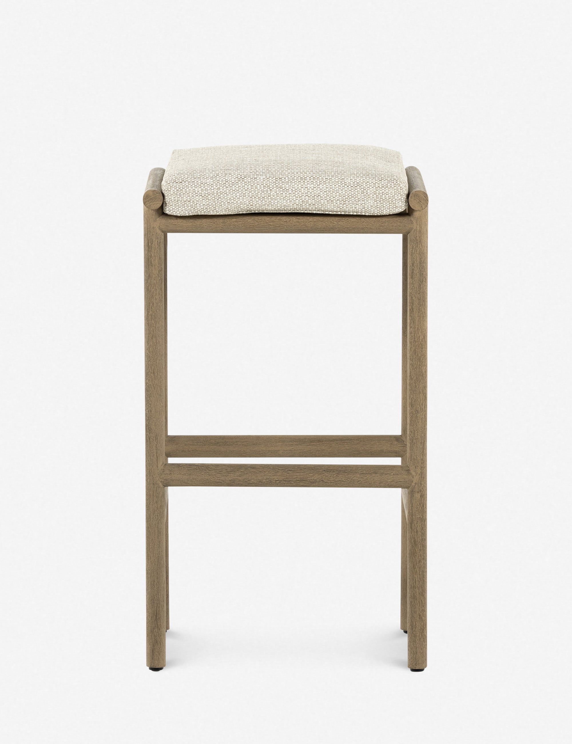 Cream Teak Bar Stool with Removable Cushion