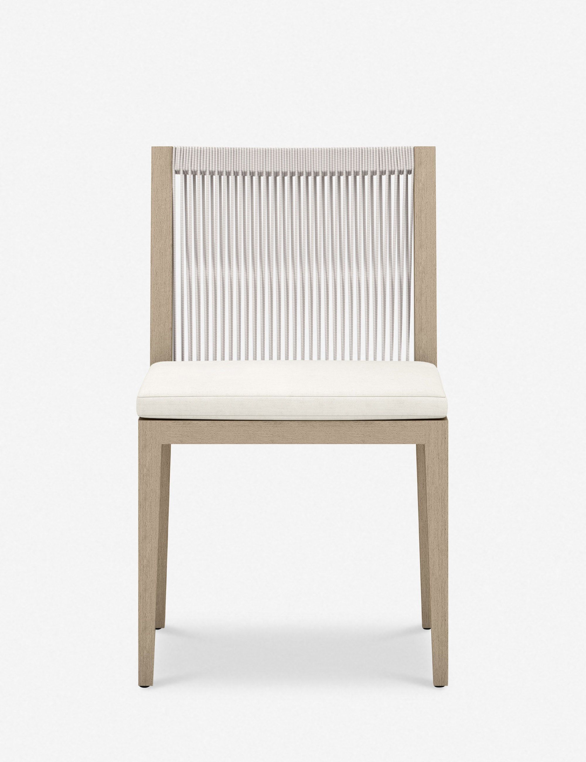 Cadenza Cream 19.75" Contemporary Rope-Detailed Side Chair with Cushions