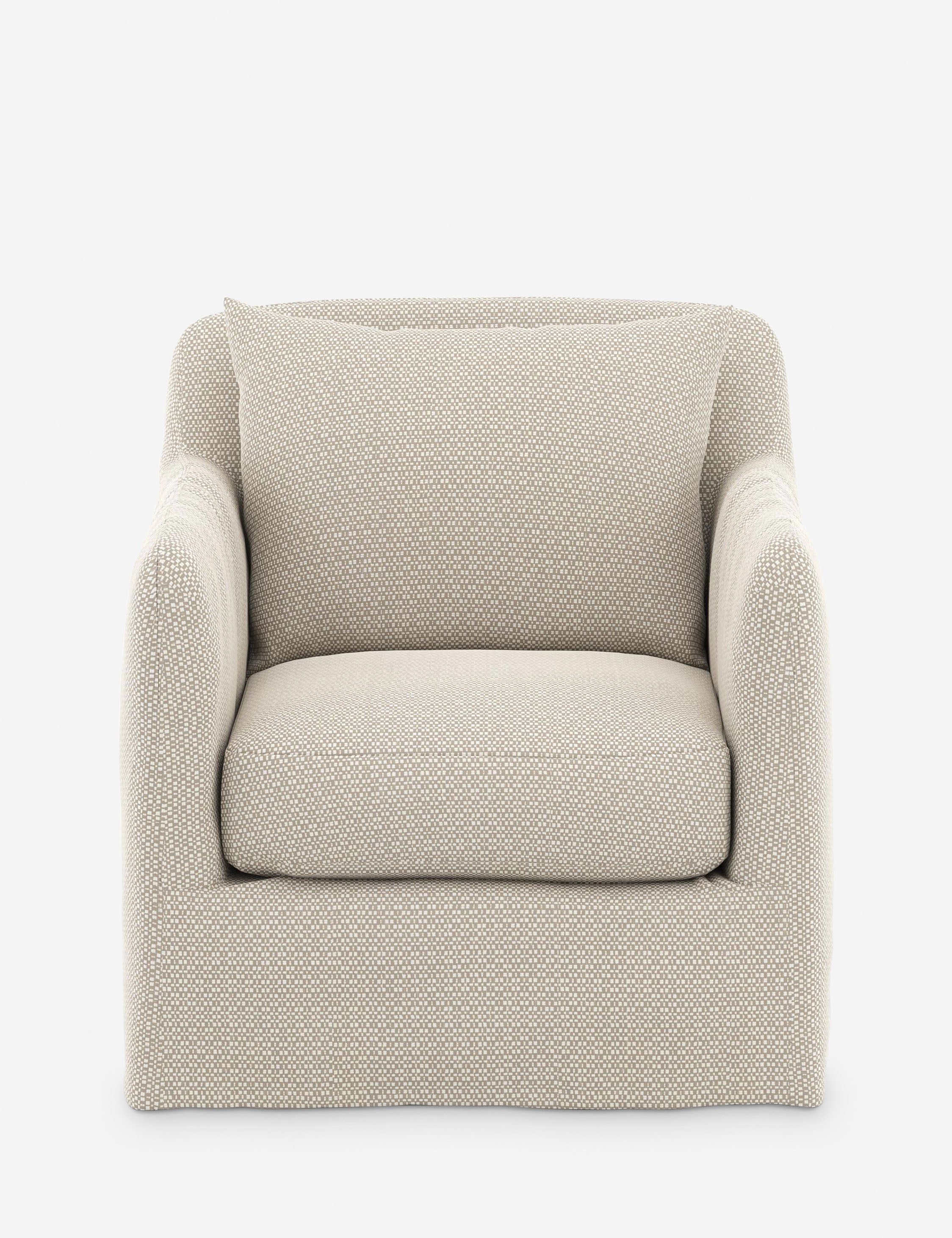 Contemporary Beige Swivel Dining Chair with Plush Cushions