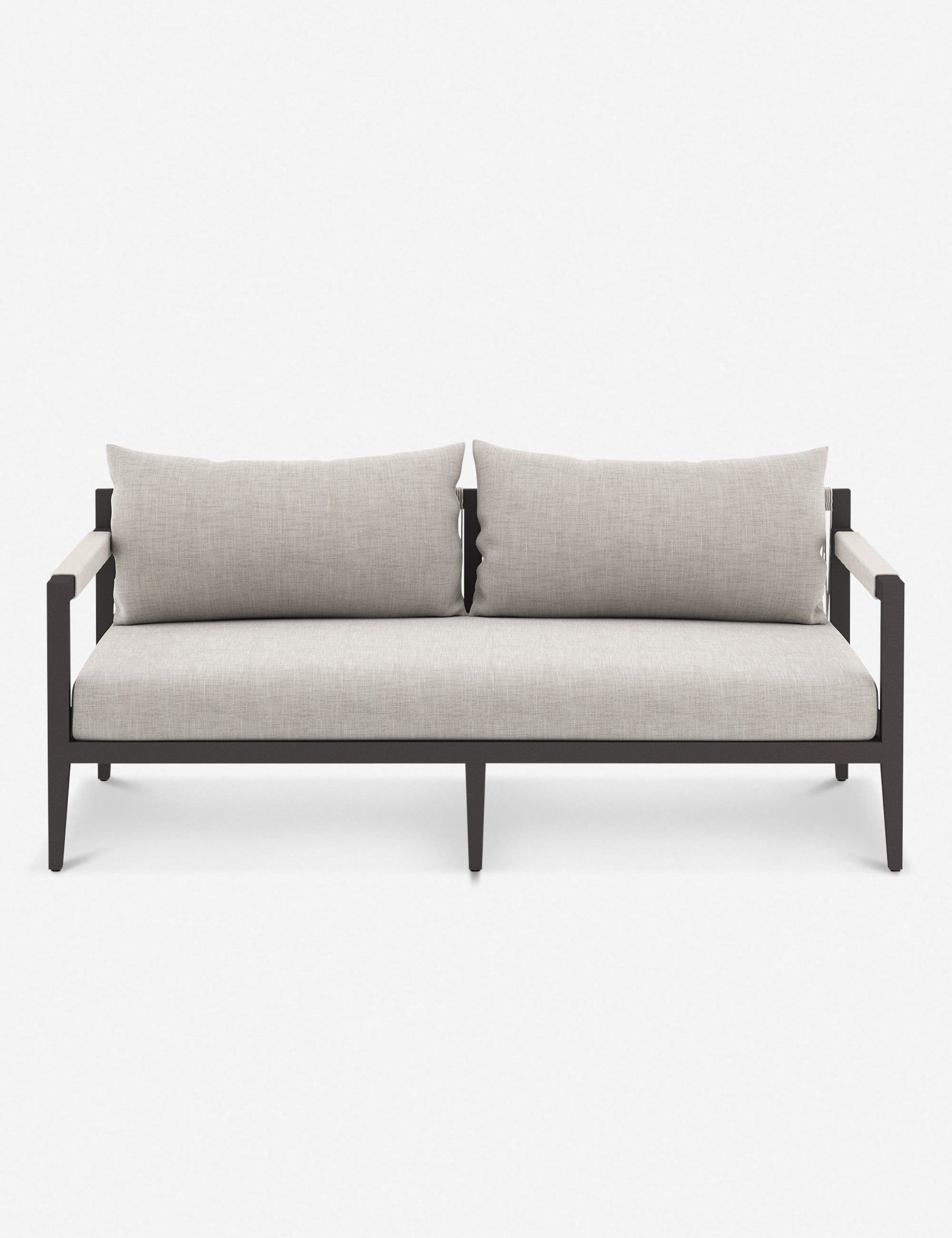Gray Metal Three-Seat Sectional Sofa with Cushions