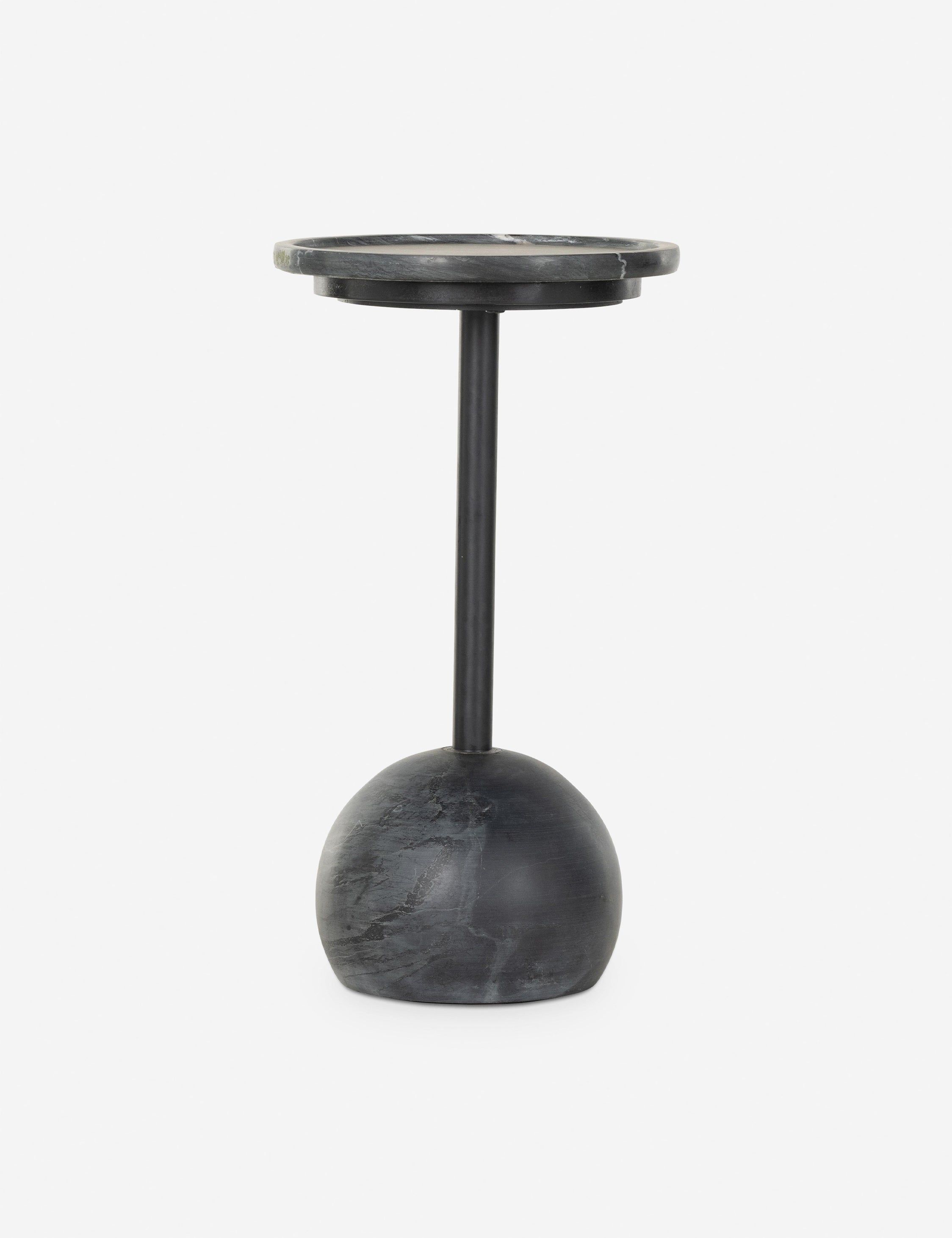 Elegant Viola Round Black Marble and Iron Side Table