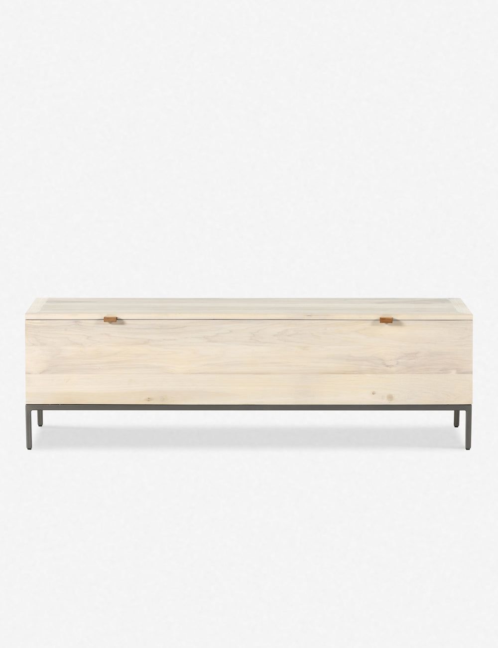Natural Poplar Wood Storage Bench with Iron Base