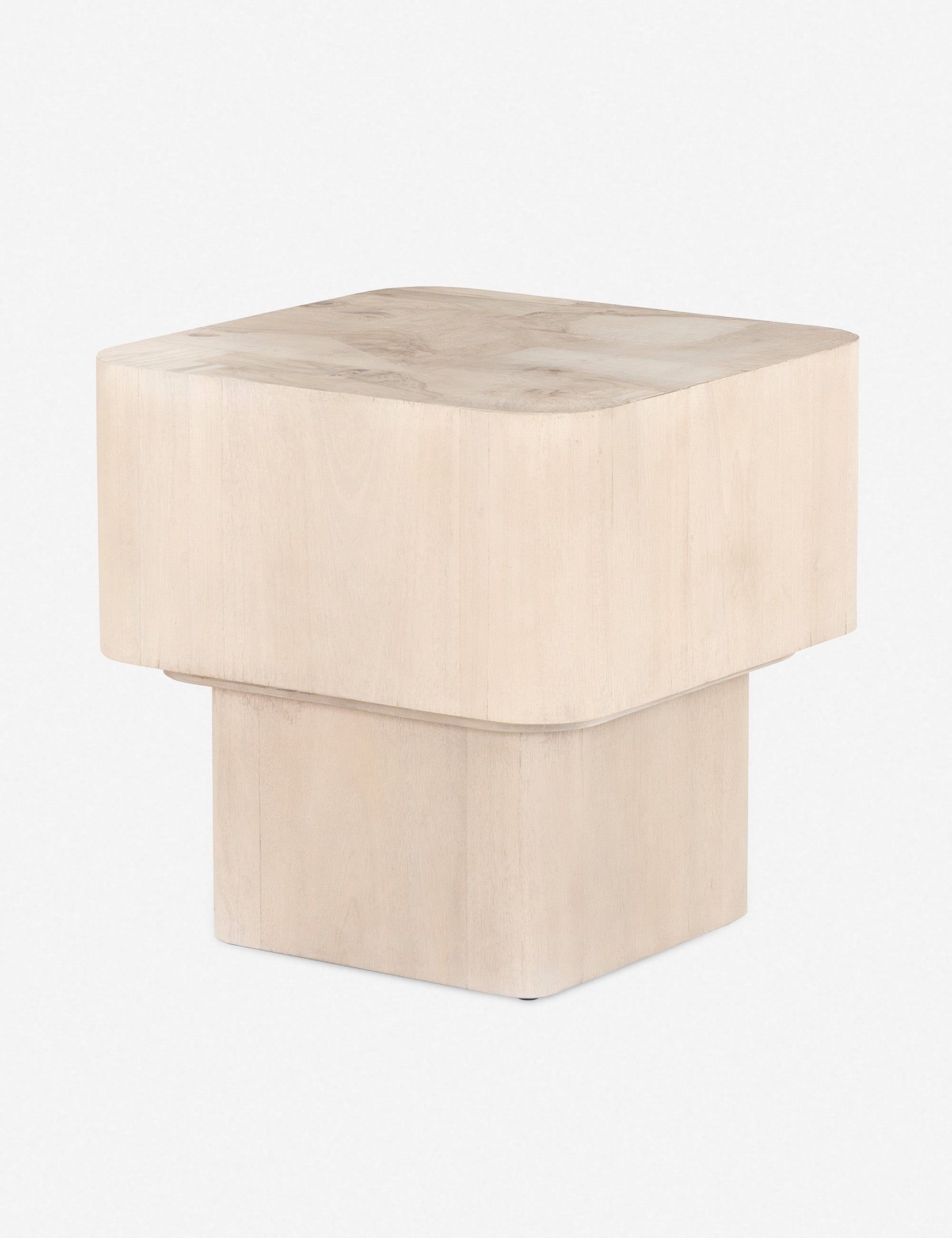 Contemporary Cream Bleached Burl Square End Table, 20"
