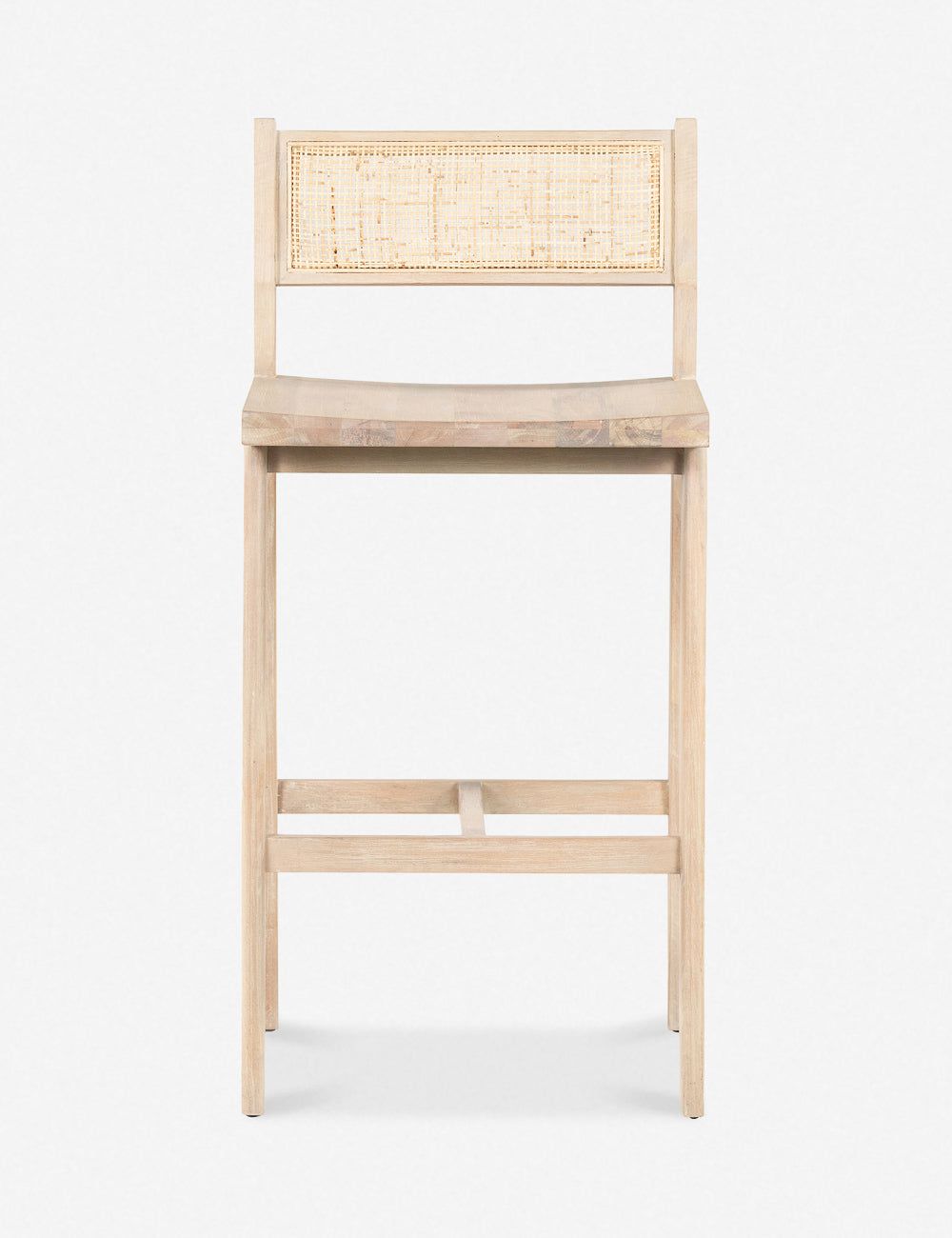Clarita Contemporary White Wash Mango Wood Bar Stool with Cane Back
