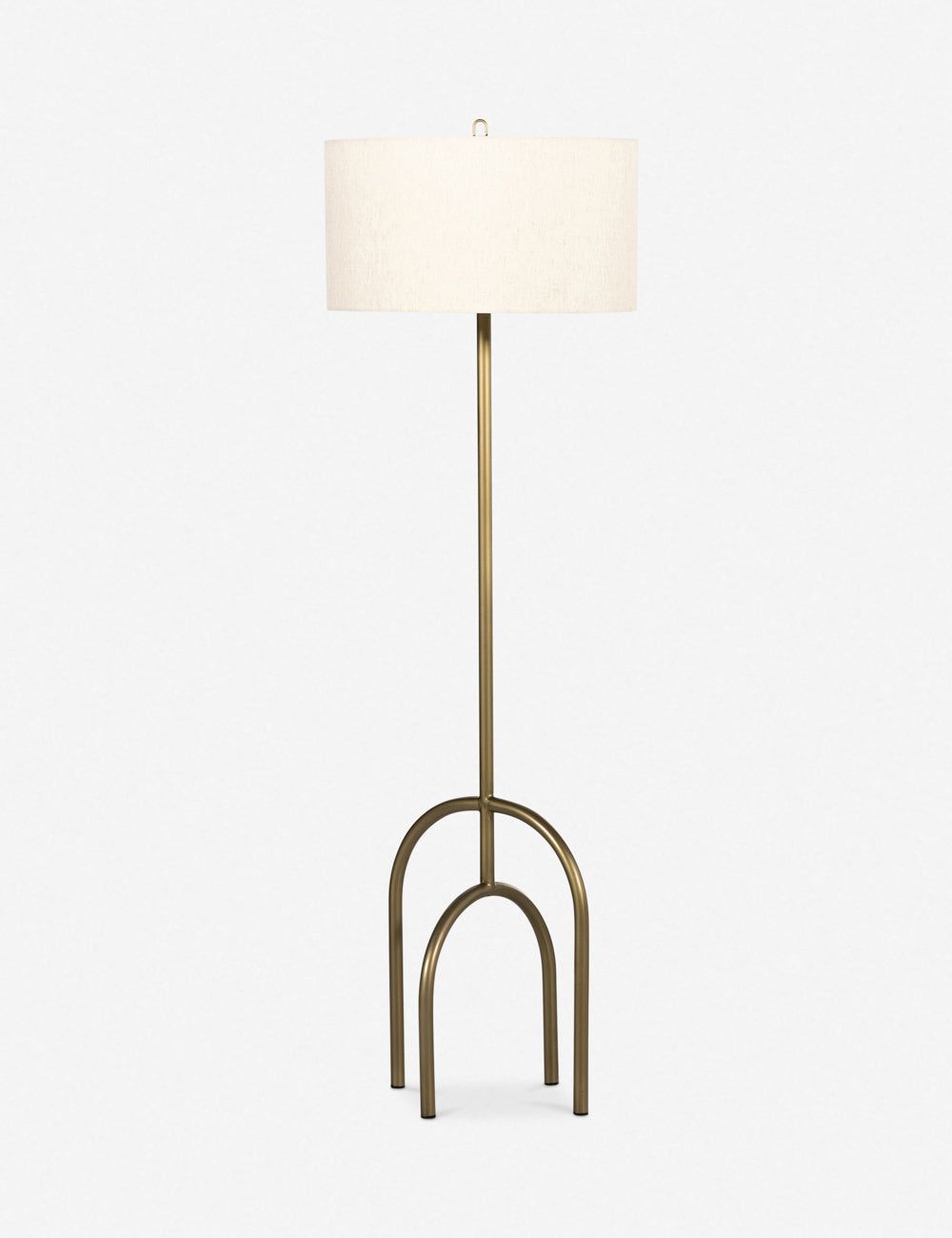 Arc Antique Brass Floor Lamp with Cotton Shade