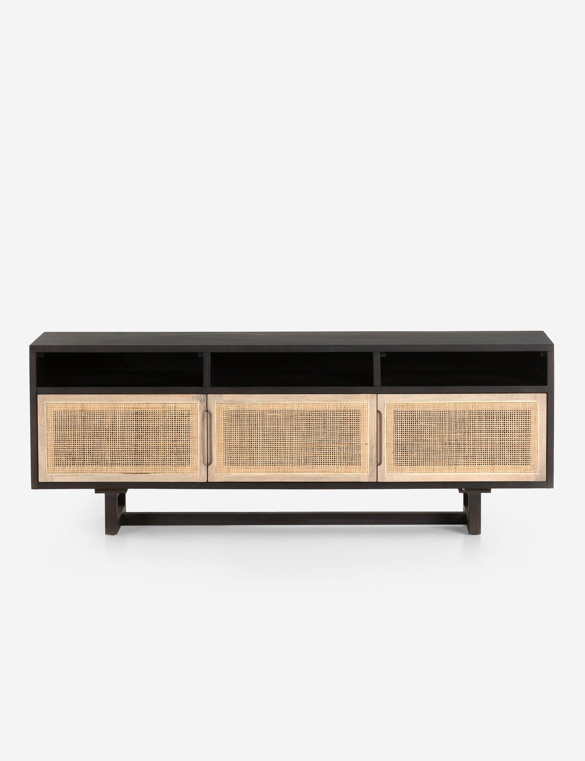 Clarita 65'' Black-Washed Mango and Cane Media Console