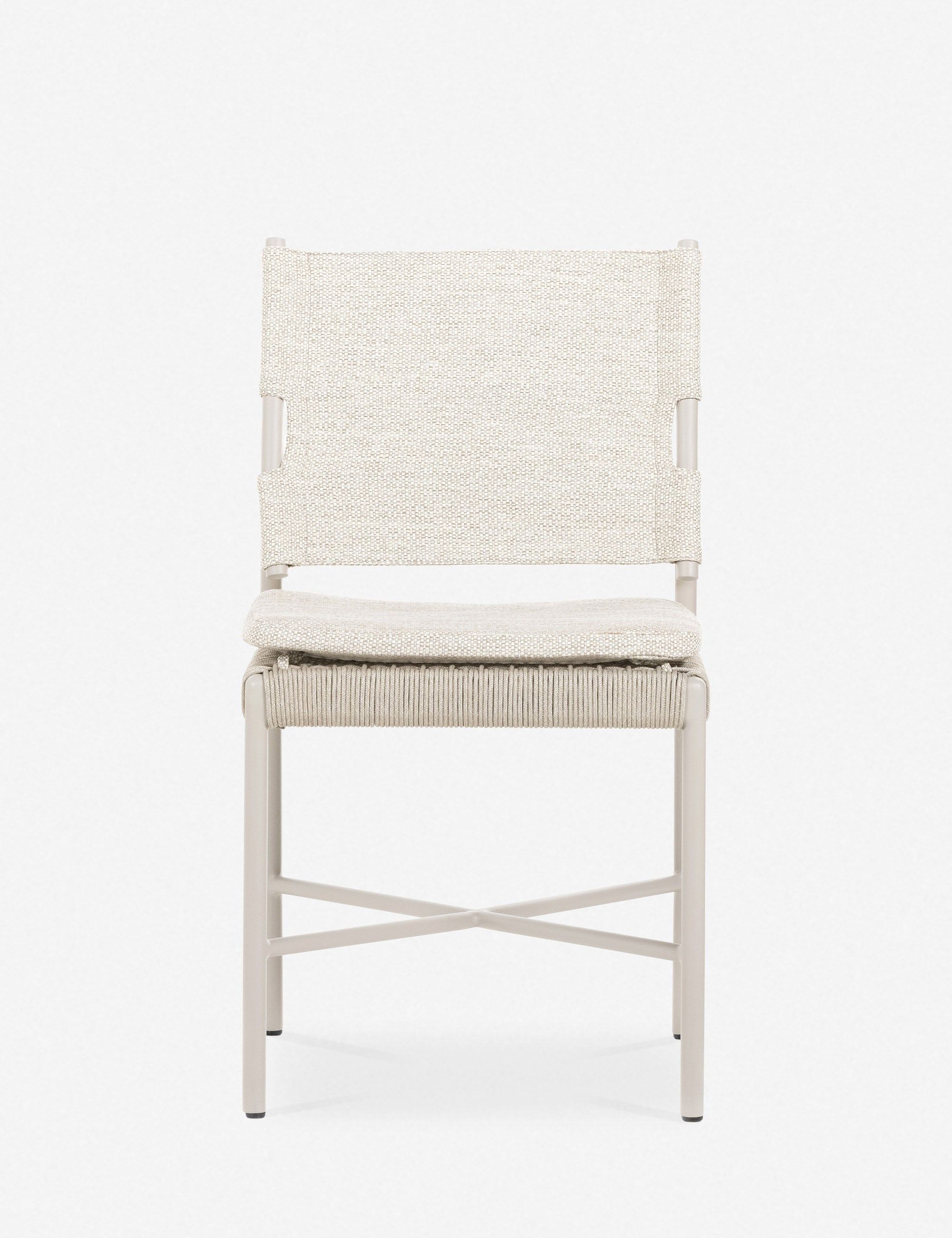 Contemporary Cream Side Chair with All-Weather Wicker Seating
