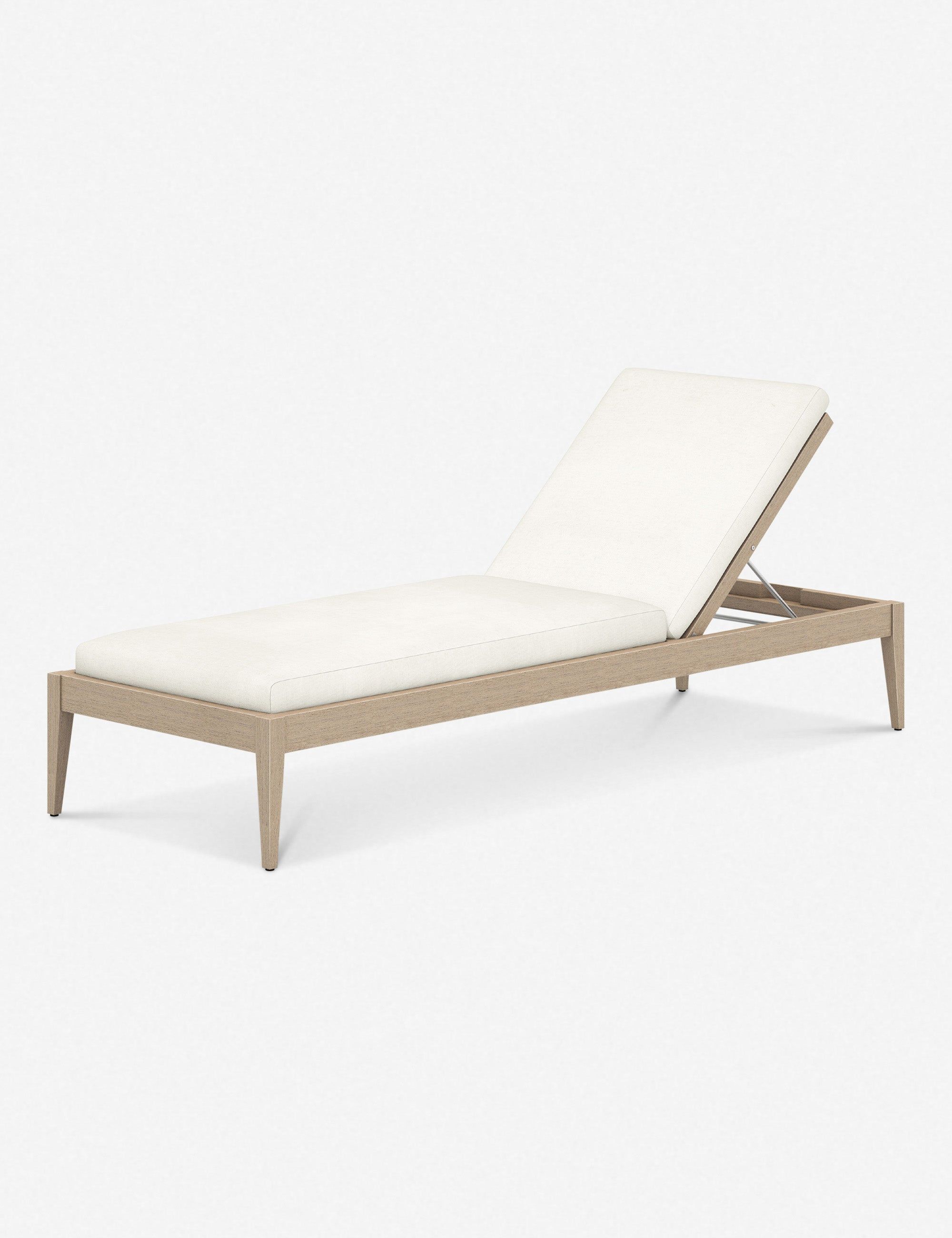 Ivory Teak Adjustable Outdoor Chaise Lounger with Cushions