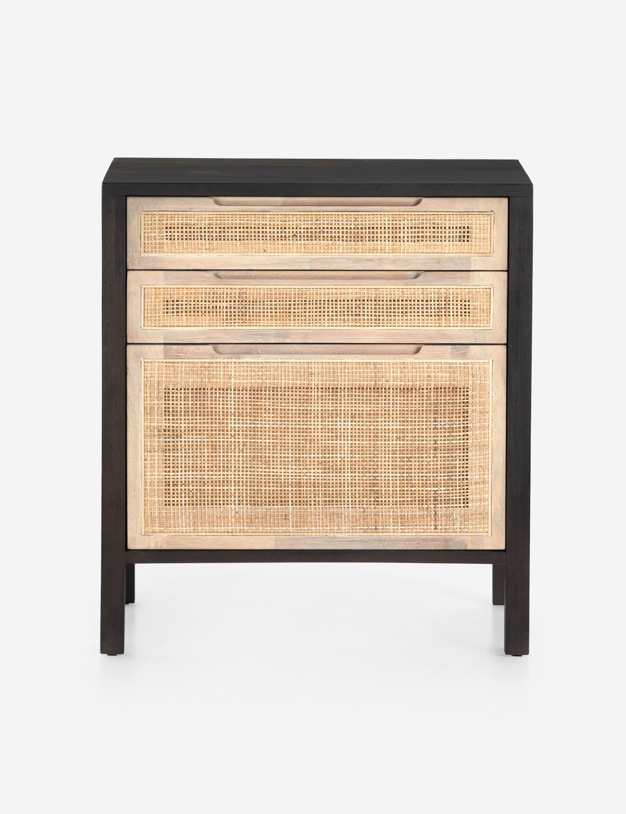 Contemporary Black-Washed Mango & Cane Legal Filing Cabinet