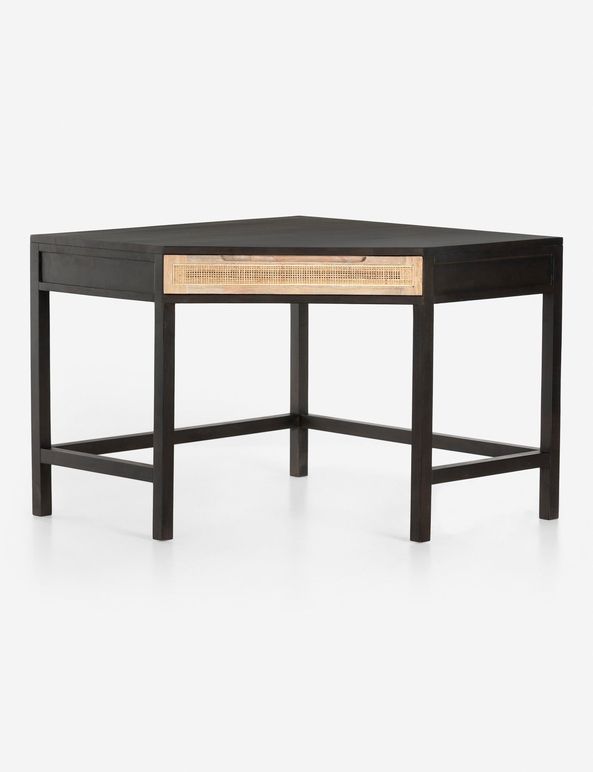 Clarita Black Mango Wood Modular Corner Desk with Drawer