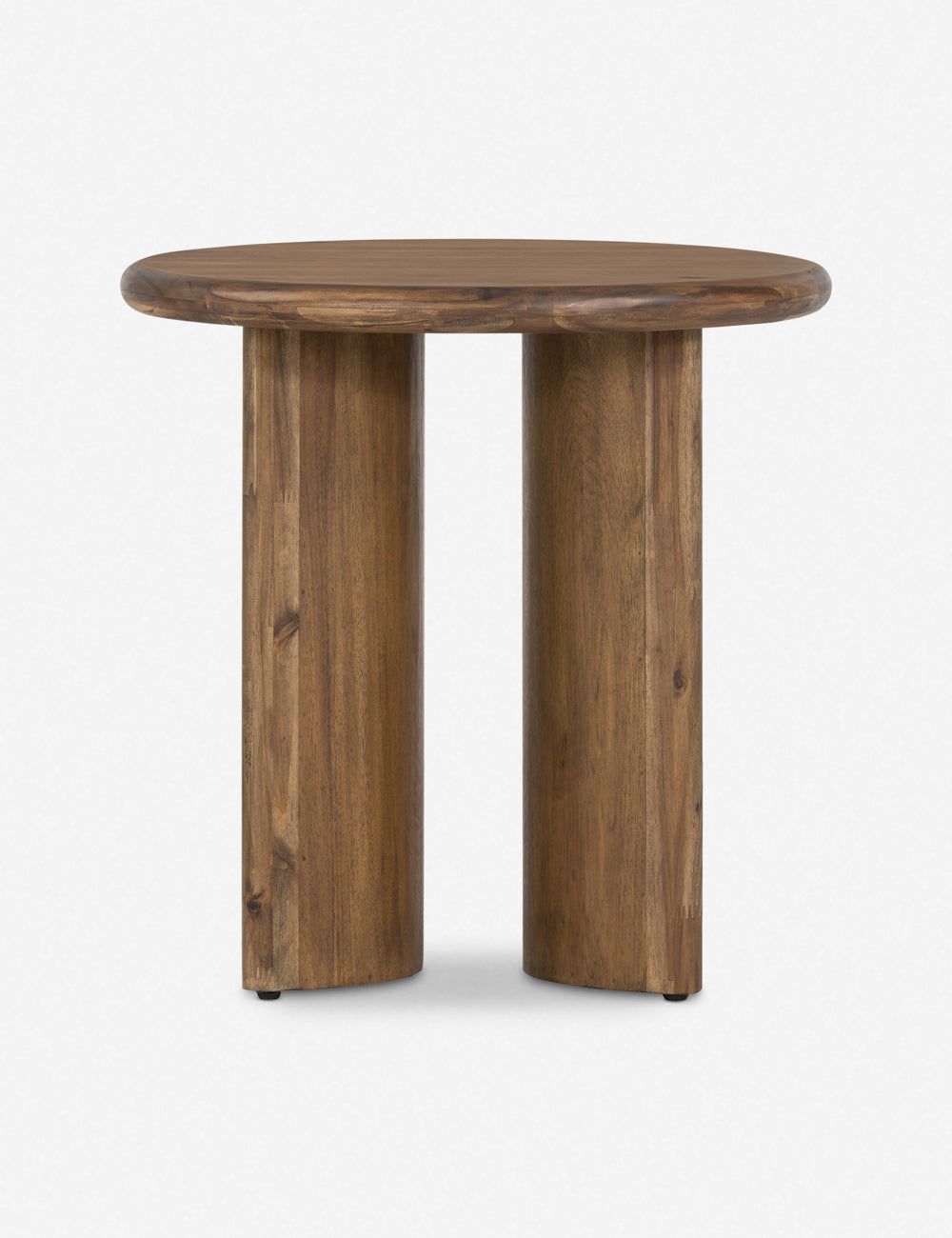 Osiris Concaved Legs Round Side Table in Seasoned Brown Acacia