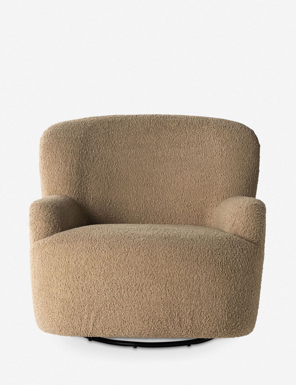 Sheepskin Camel 35.5" Contemporary Swivel Accent Chair