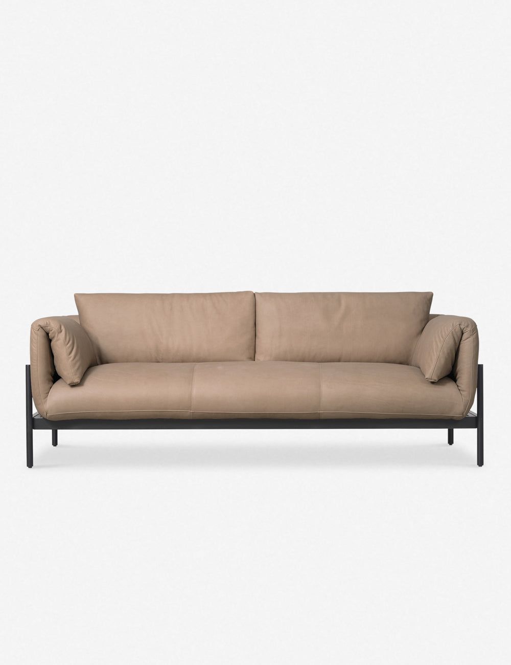 Heritage Taupe Leather Reclining Sofa with Pillow-top Arms