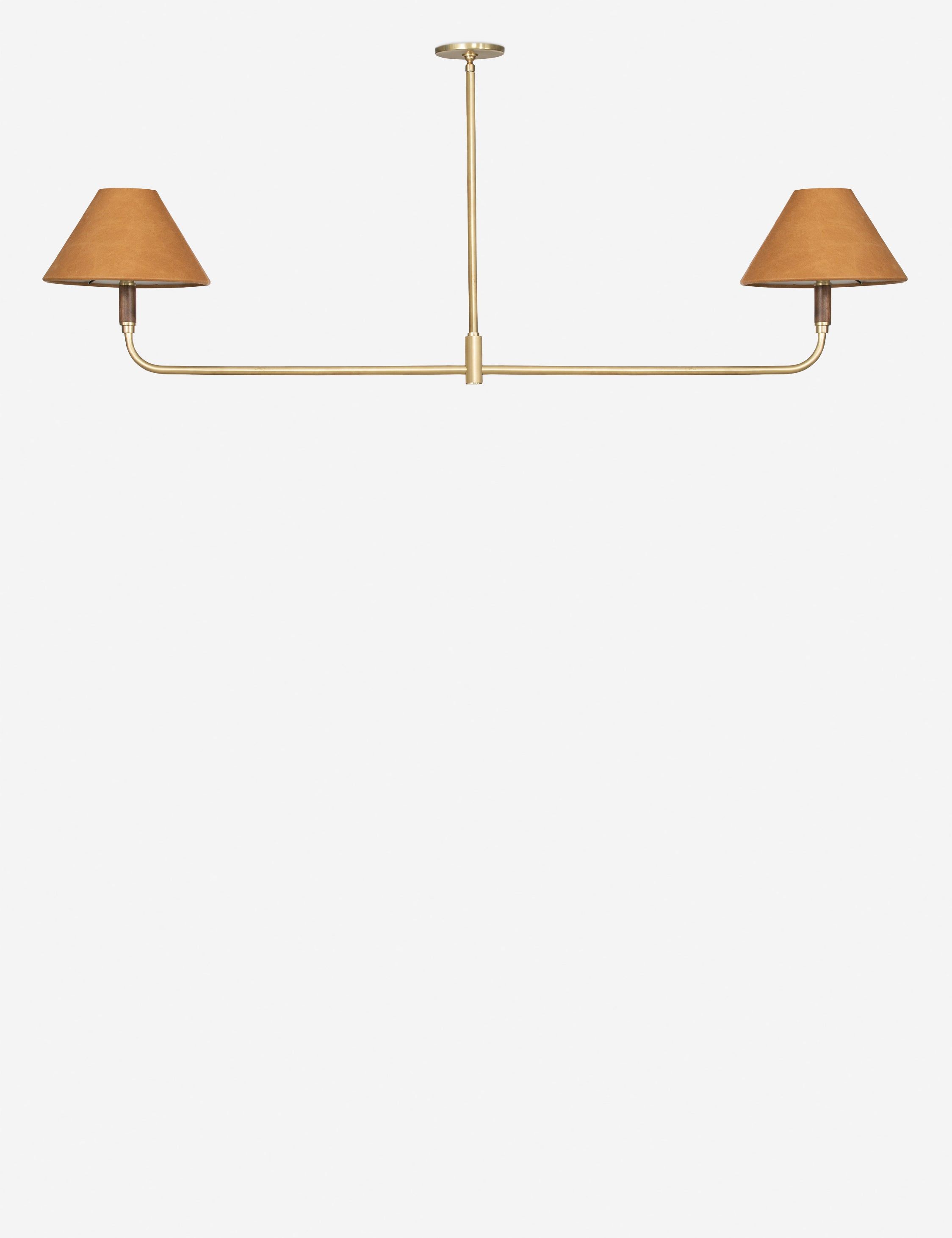 Cullen Aged Brass 2-Light LED Island Pendant with Walnut and Leather Accents