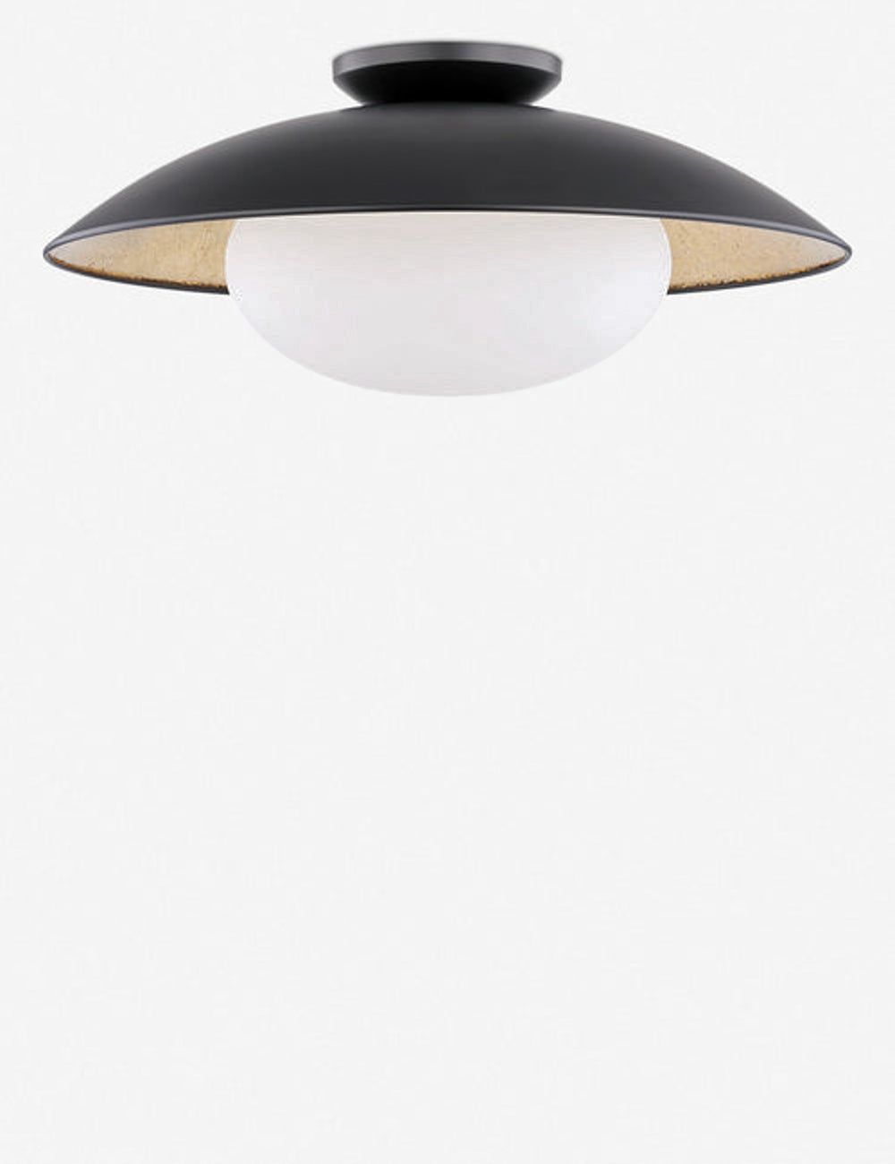 Cadence Black Lustro/Gold Leaf Large Opal Matte Bowl Ceiling Light
