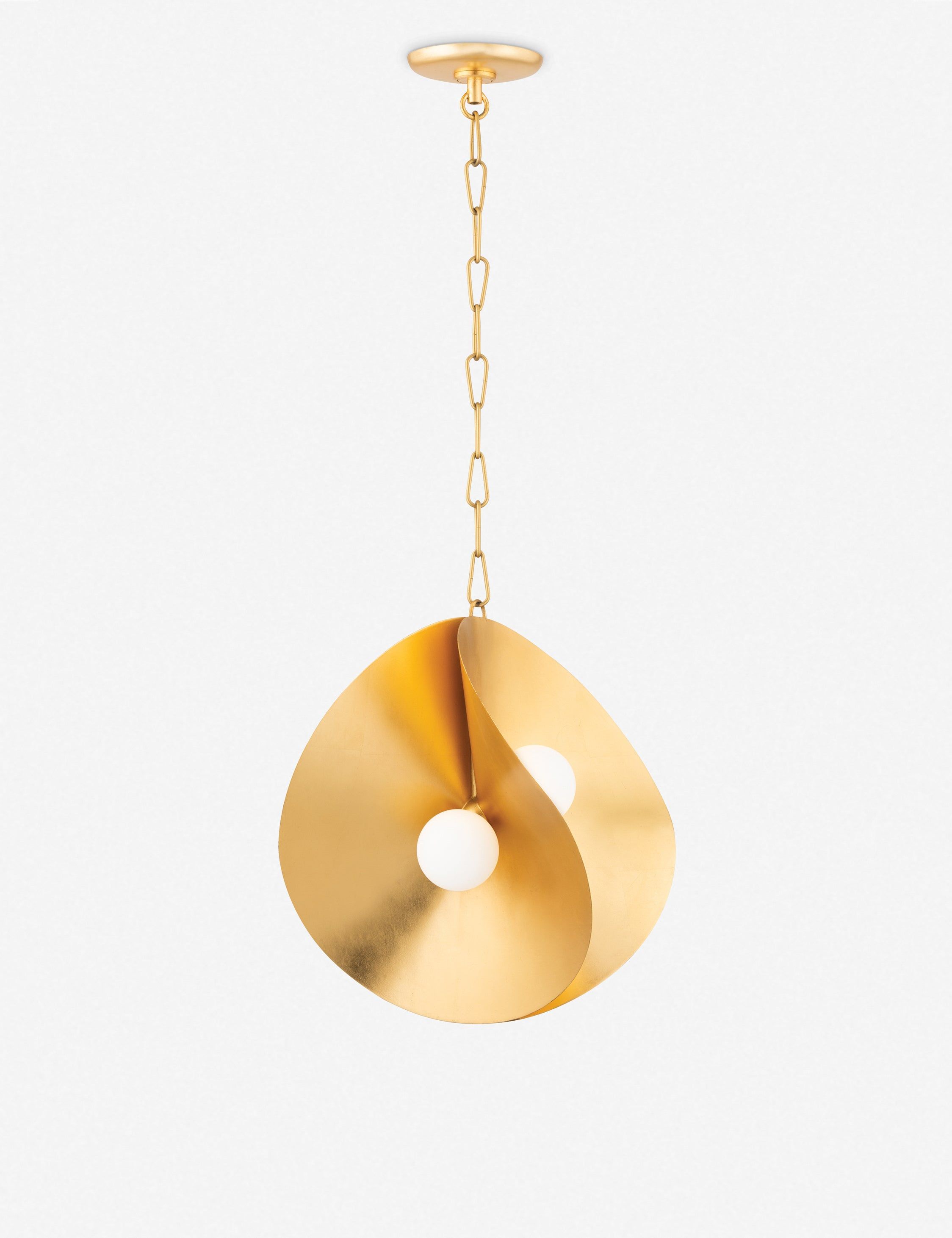 Small Gold Leaf Glass Globe Pendant Light with Opal Matte Shade