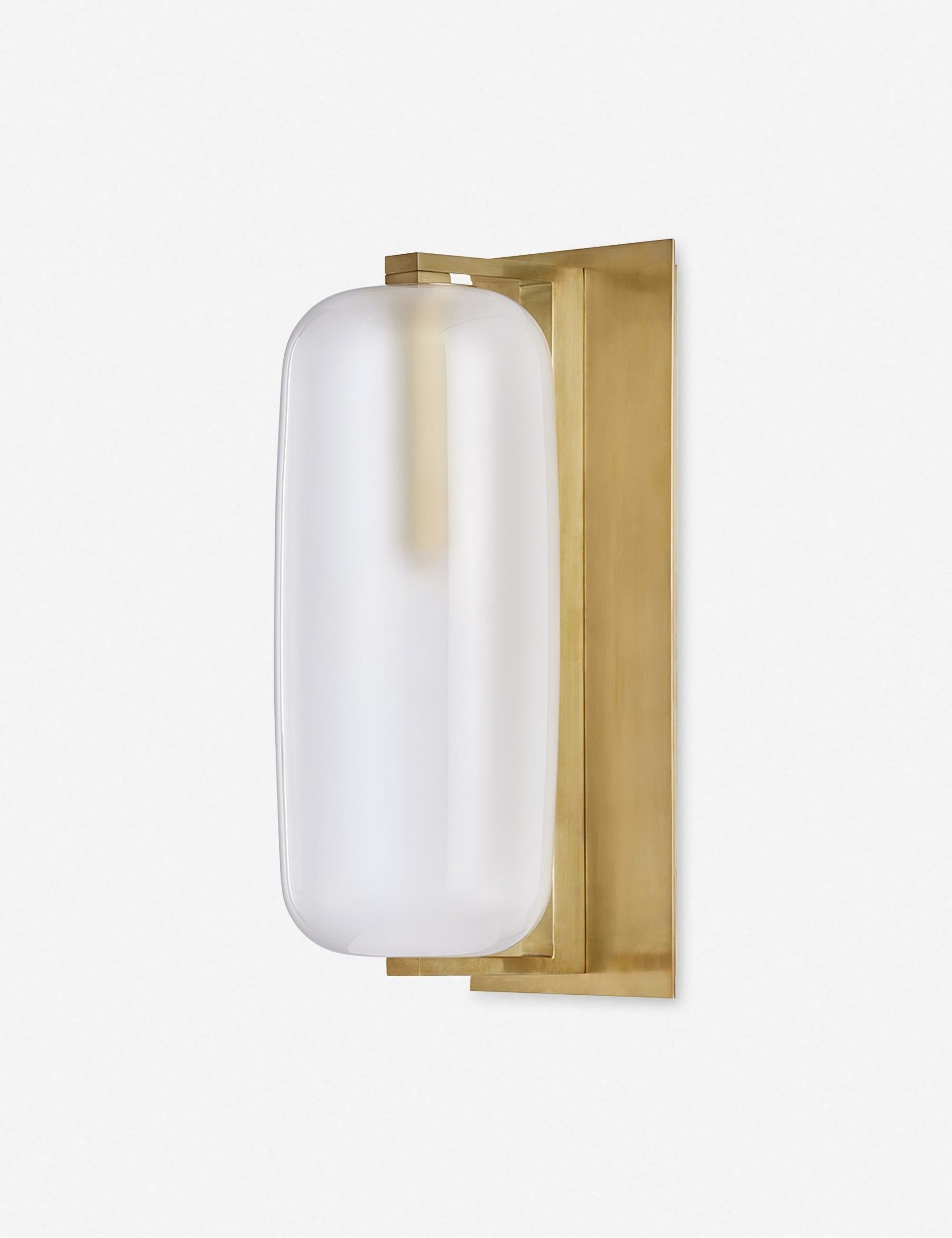 Pebble Aged Brass Capsule Sconce with Frosted Glass Shade