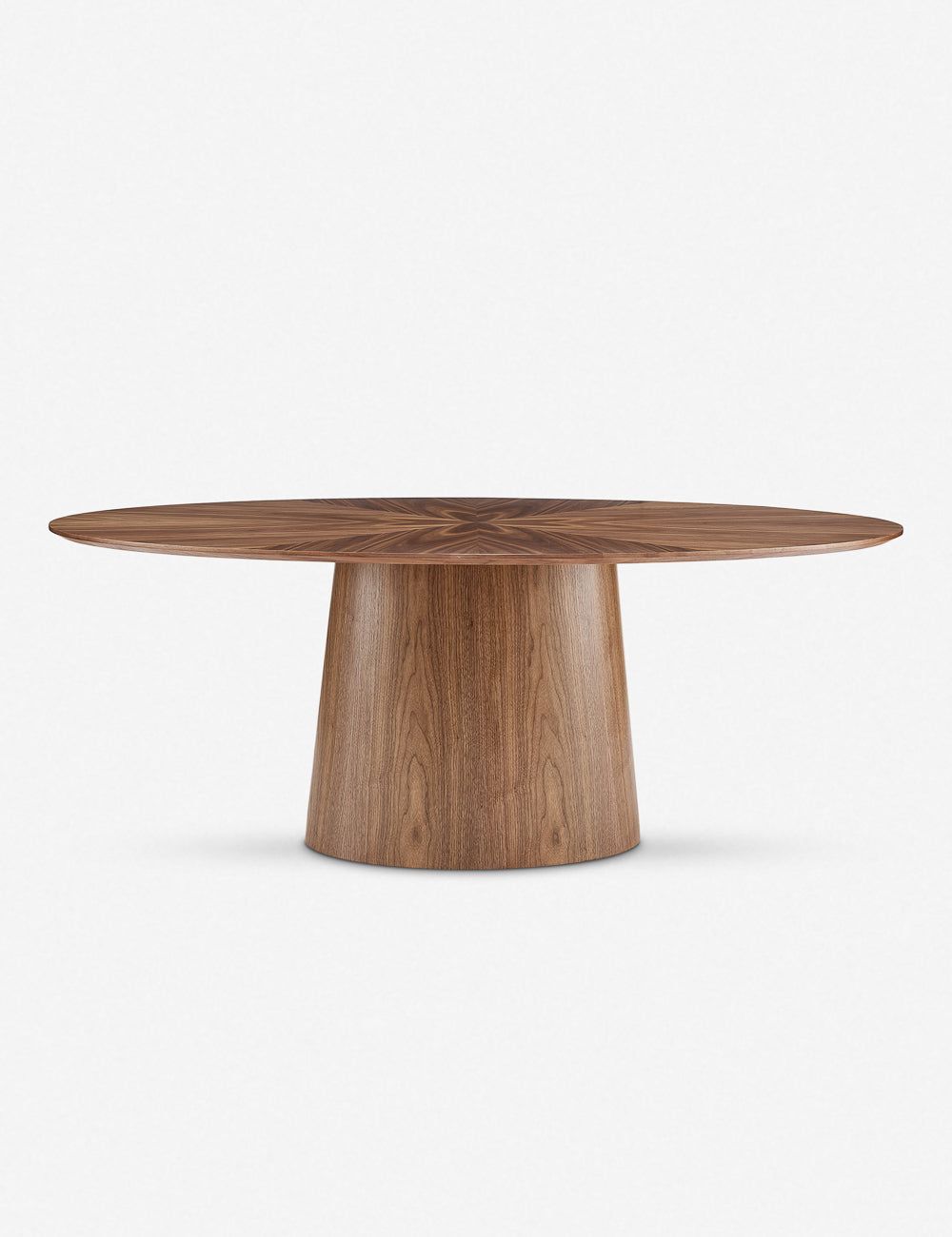 Contemporary Mid-Century Walnut Oval Dining Table, Seats Eight