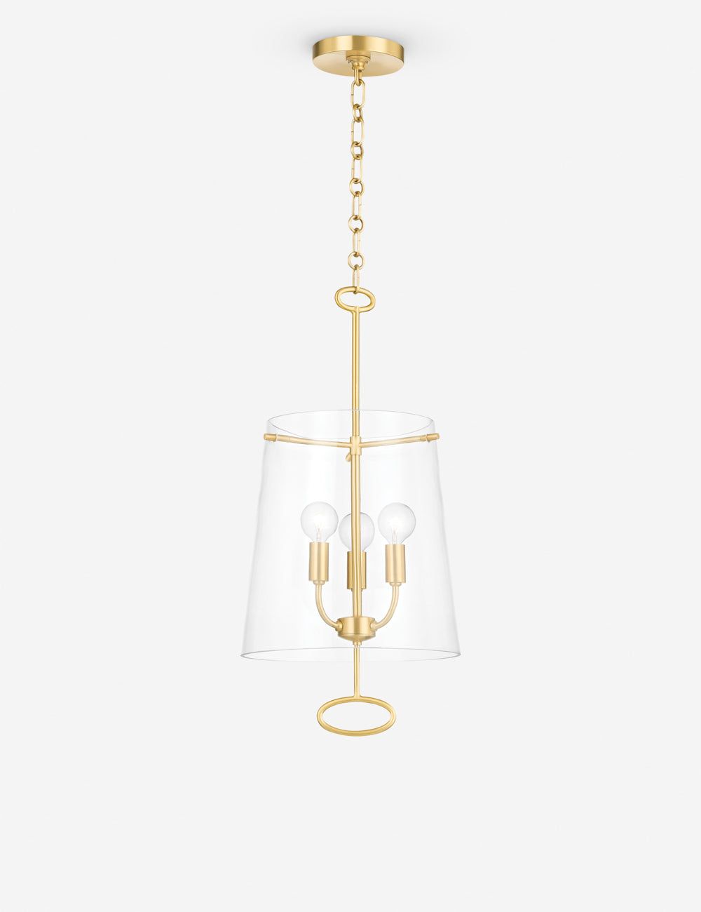 James Aged Brass 3-Light Island Drum Pendant with Clear Glass