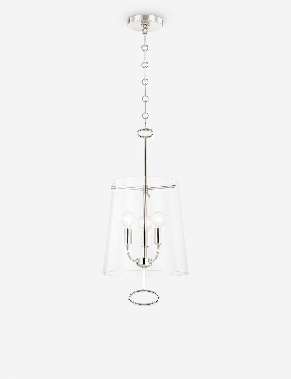 Elegant James Polished Nickel 3-Light Drum Pendant with Clear Glass
