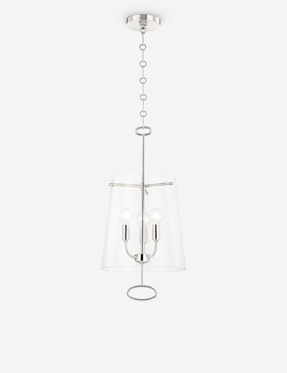 Elegant James Polished Nickel 3-Light Drum Pendant with Clear Glass