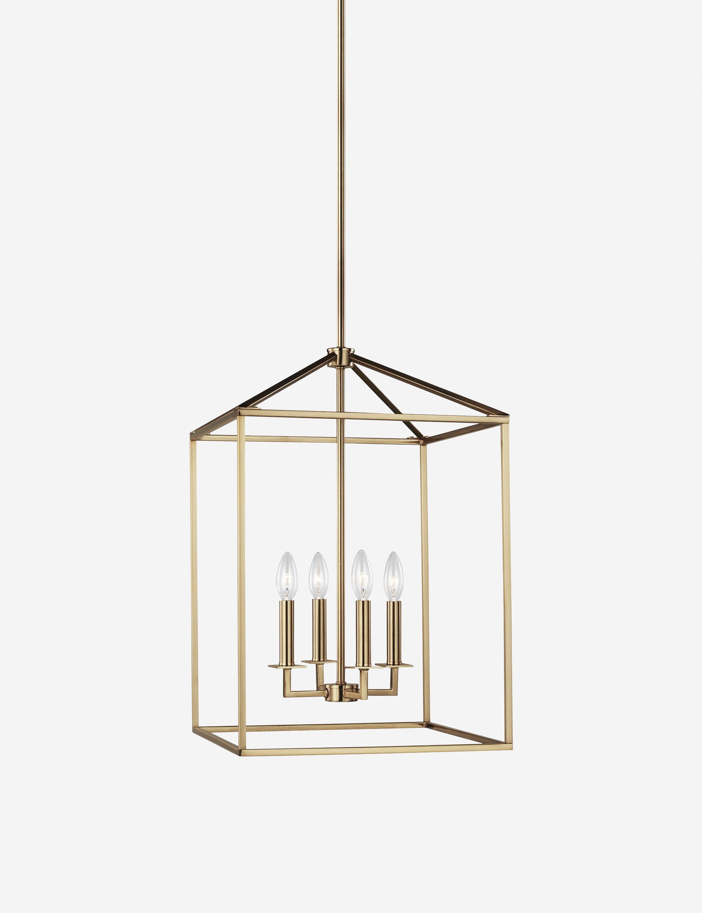 Satin Brass Farmhouse 4-Light Indoor/Outdoor Lantern Pendant