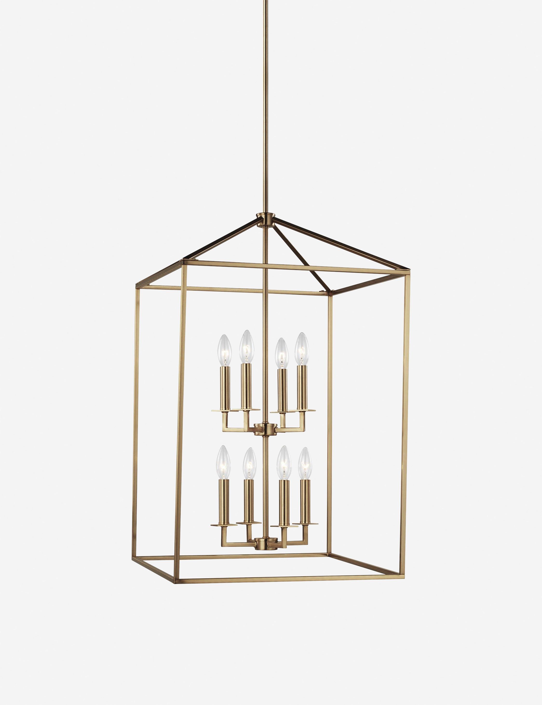 Sleek Farmhouse 8-Light Satin Brass Island Pendant