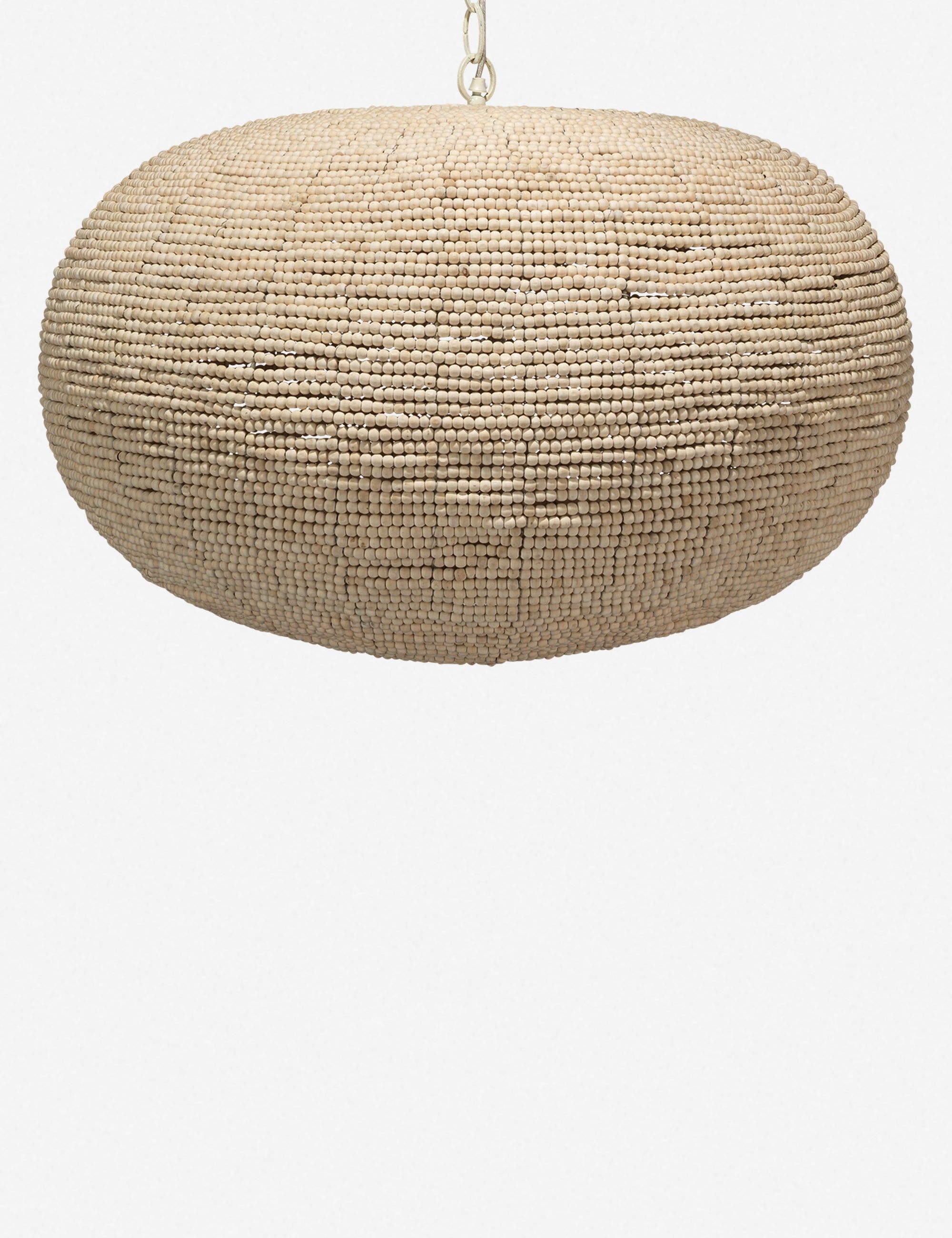 Natural Beaded Round Pendant Light with White Chain